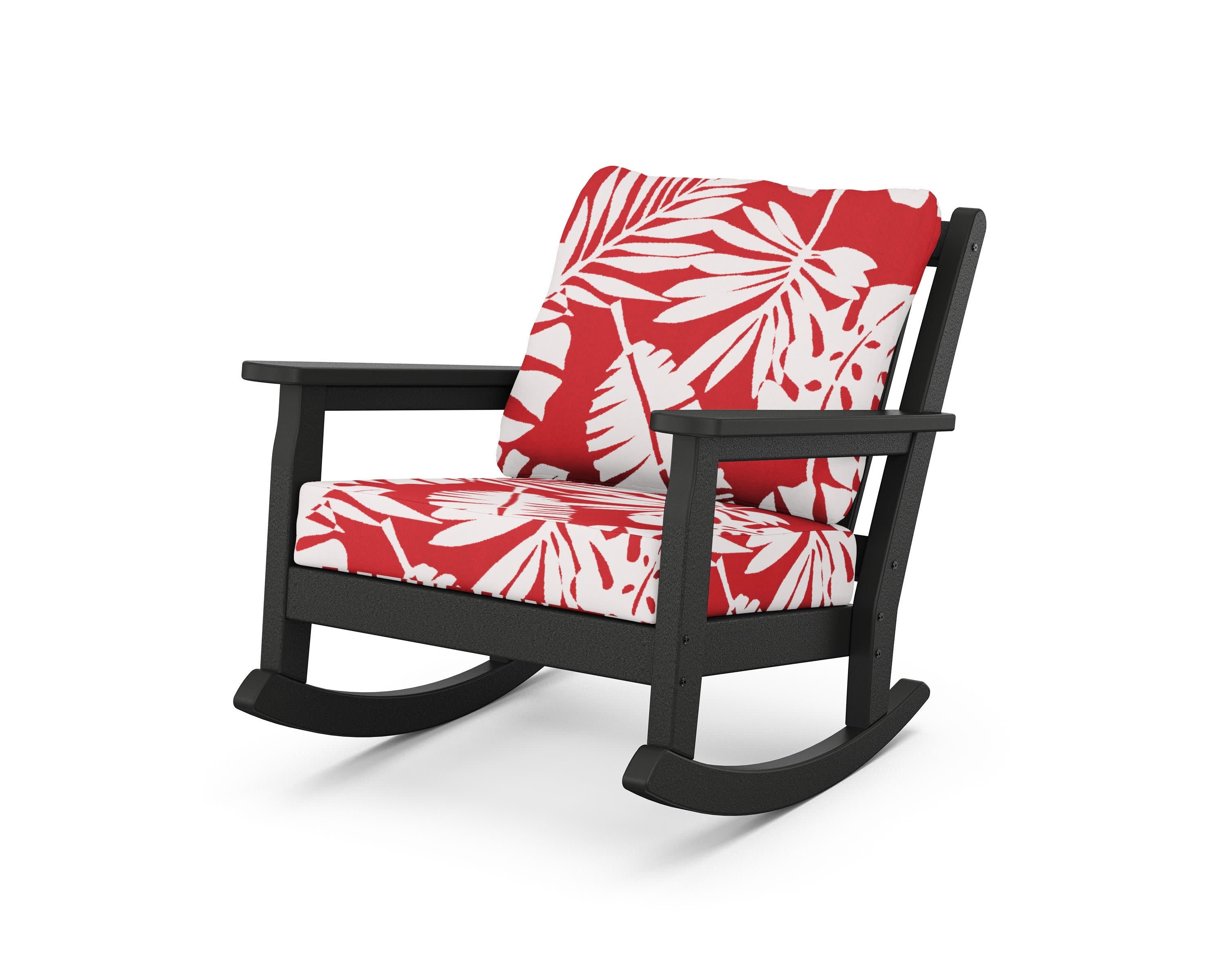 Chippendale Deep Seating Rocking Chair in Black / Leaf Crimson