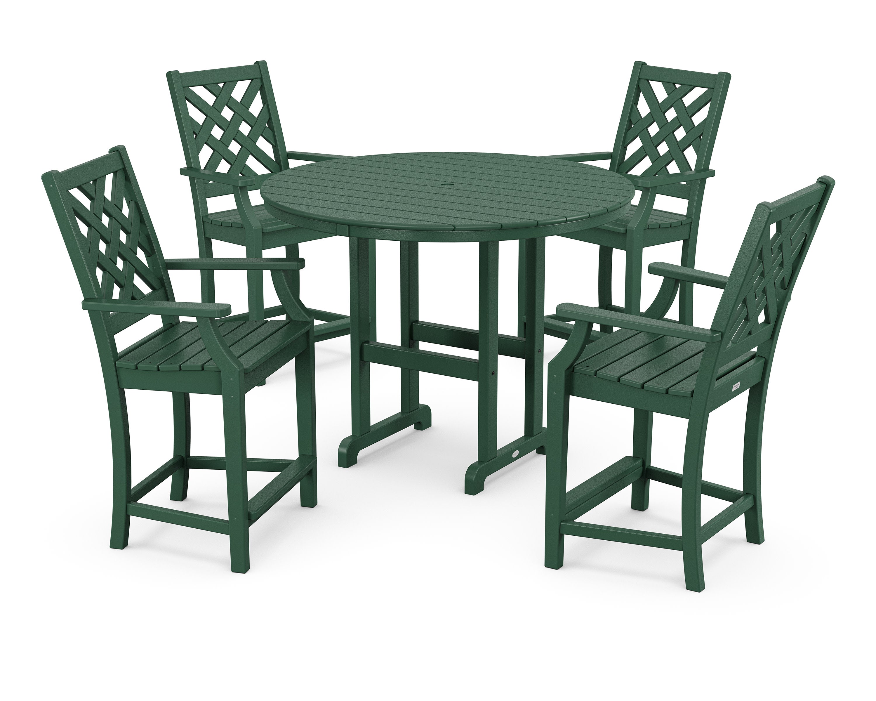 Wovendale 5-Piece Round Farmhouse Counter Set in Green