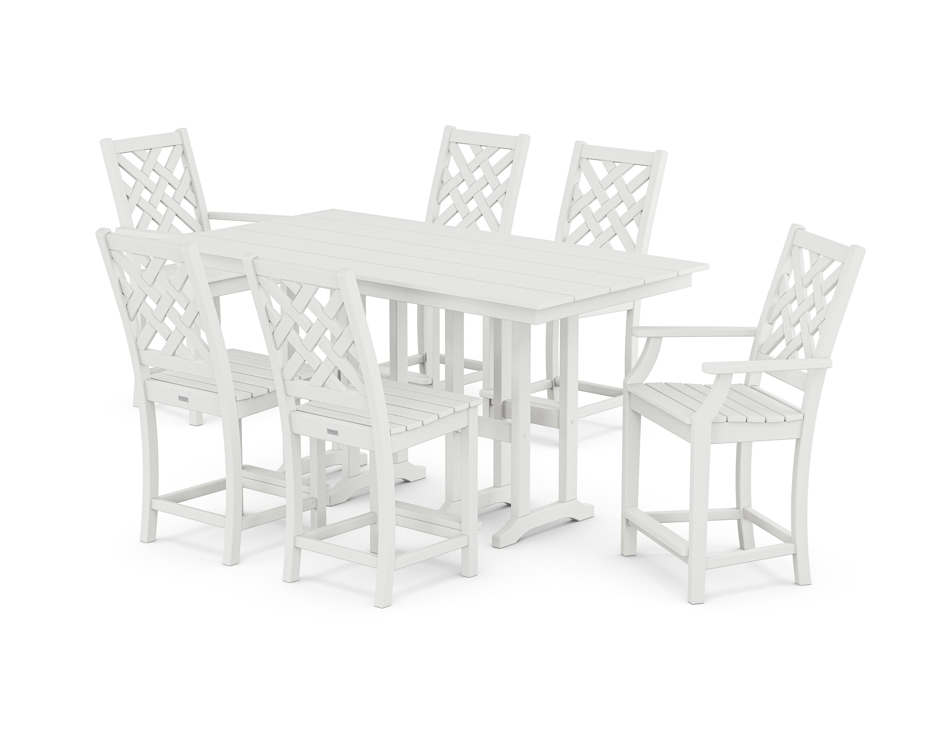 Wovendale 7-Piece Farmhouse Counter Set in White