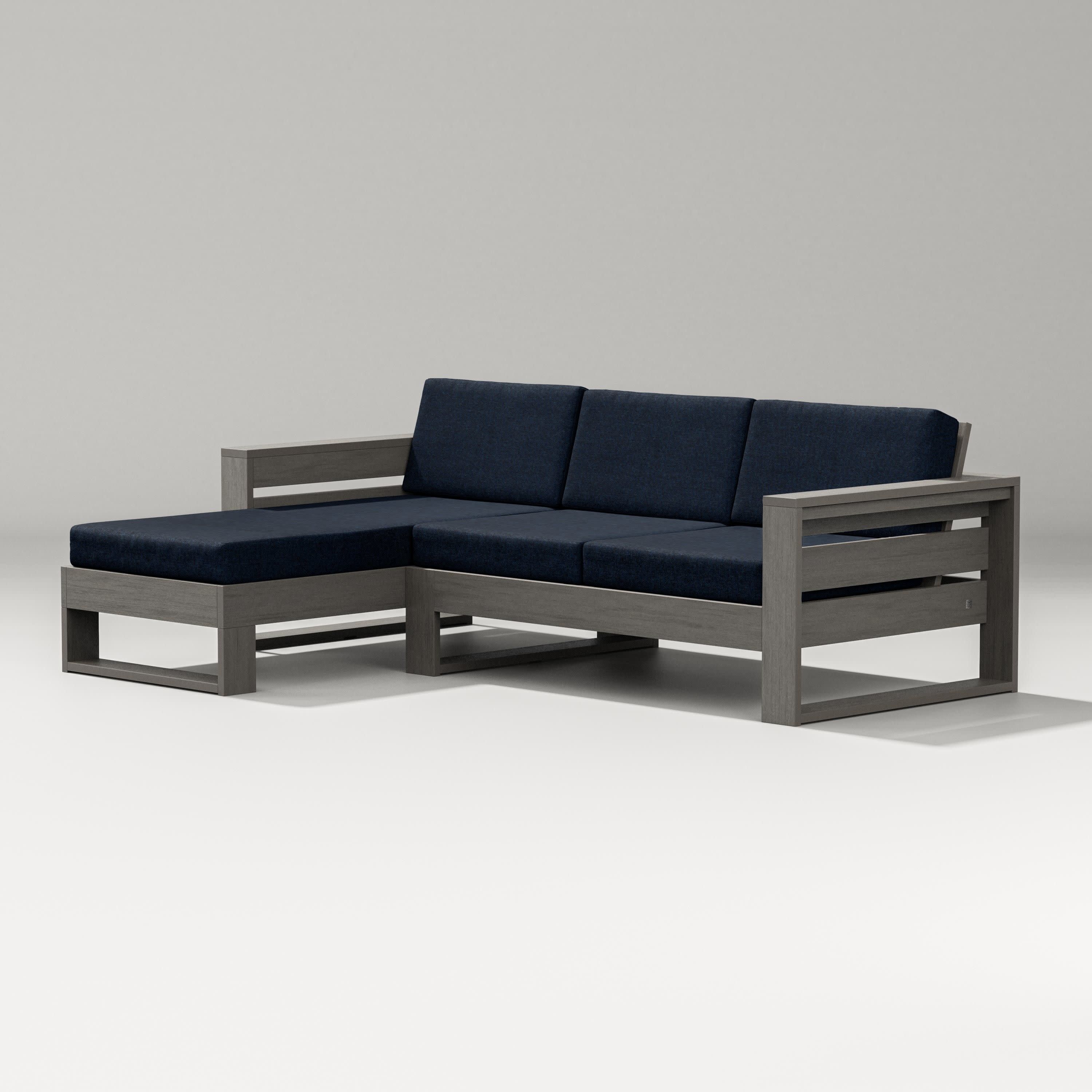 Latitude Left Chaise Sectional in Driftwood / Marine Indigo