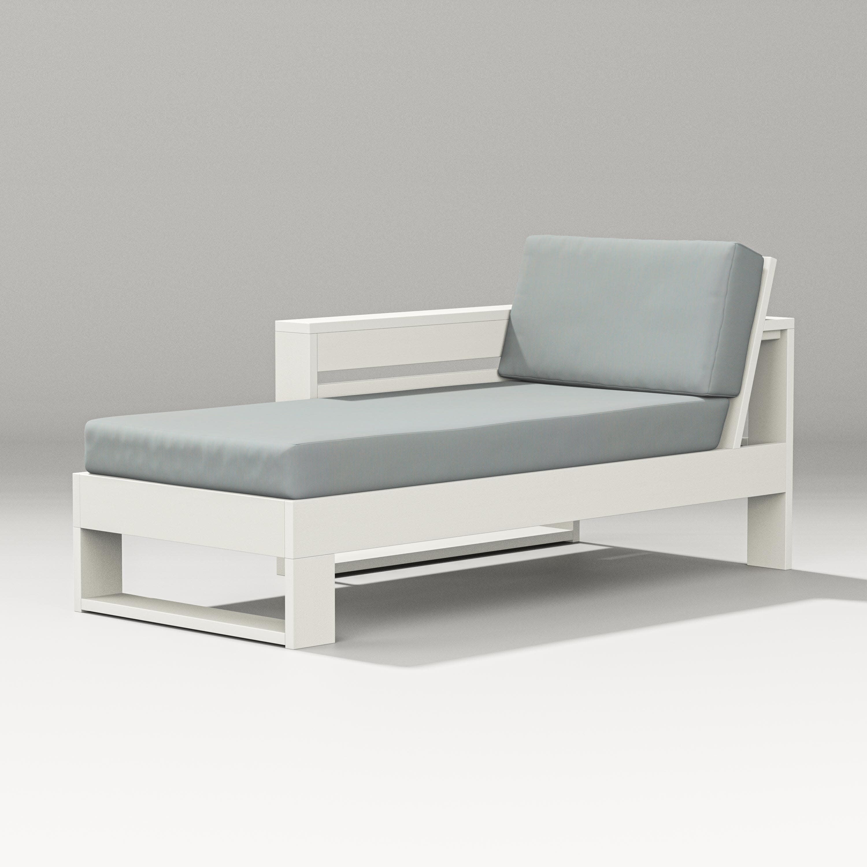 Latitude Modular Left Arm Chaise in Vintage White / Spa