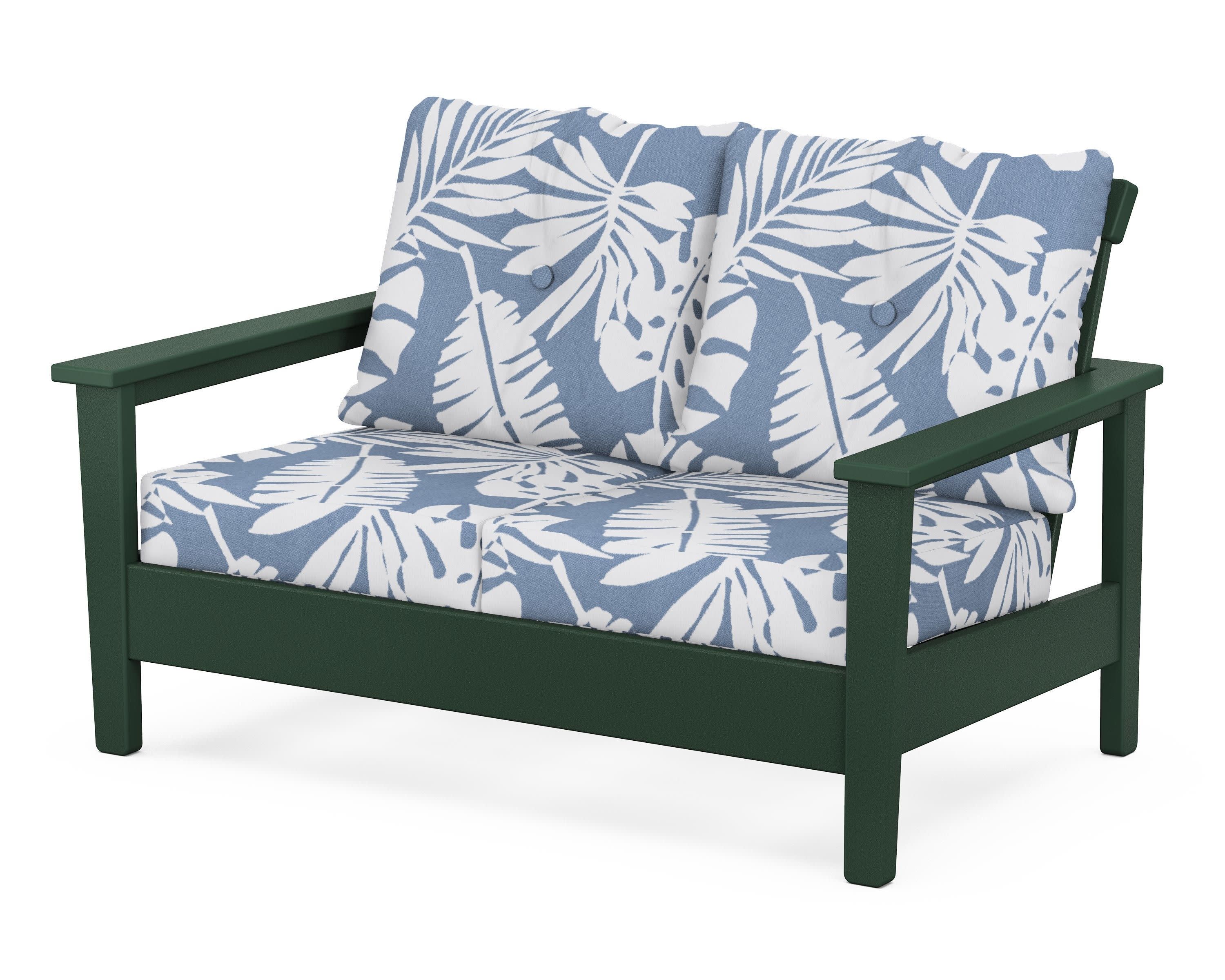 Prescott Deep Seating Loveseat in Green / Leaf Sky Blue