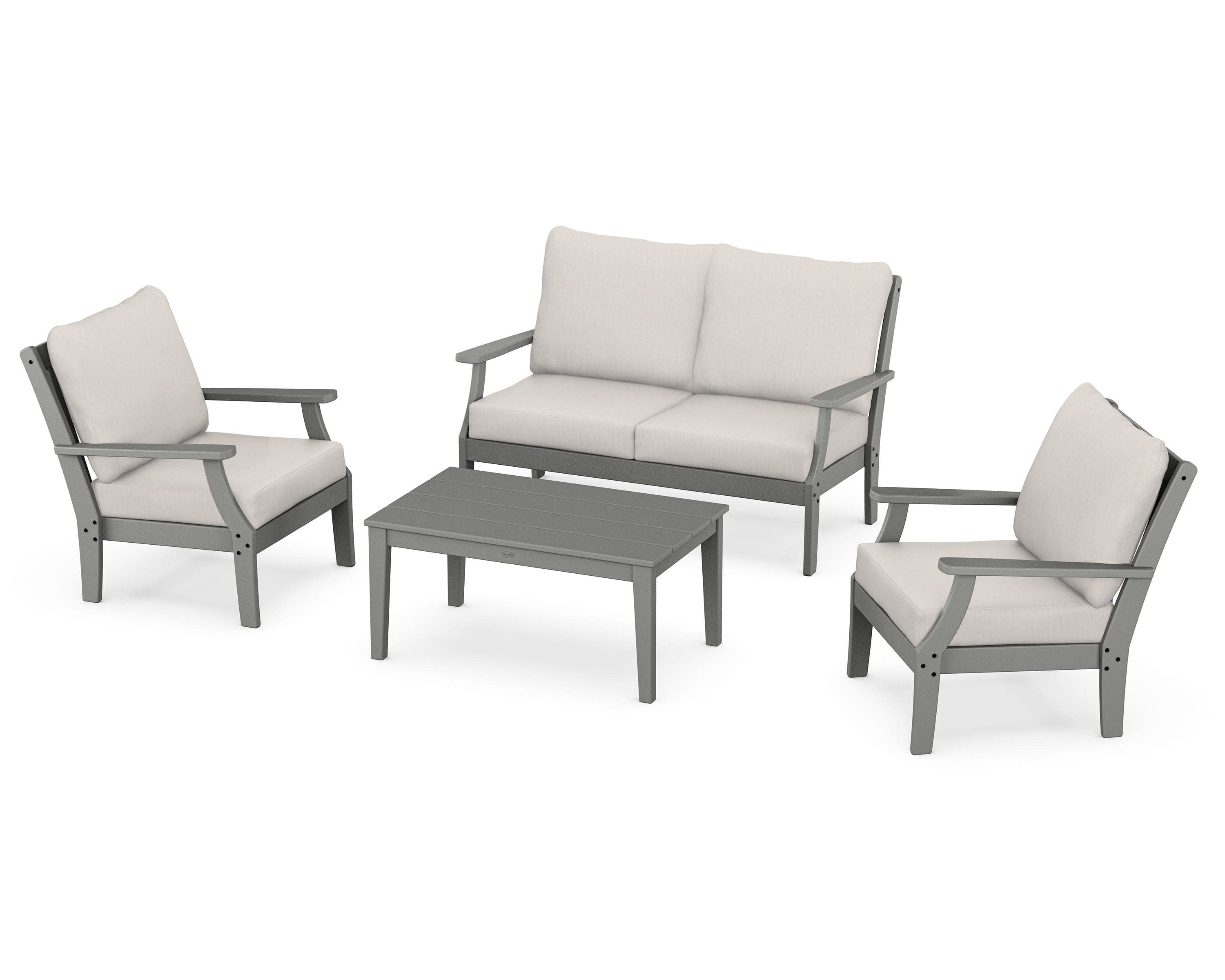 Braxton 4-Piece Deep Seating Chair Set in Slate Grey / Cast Ash