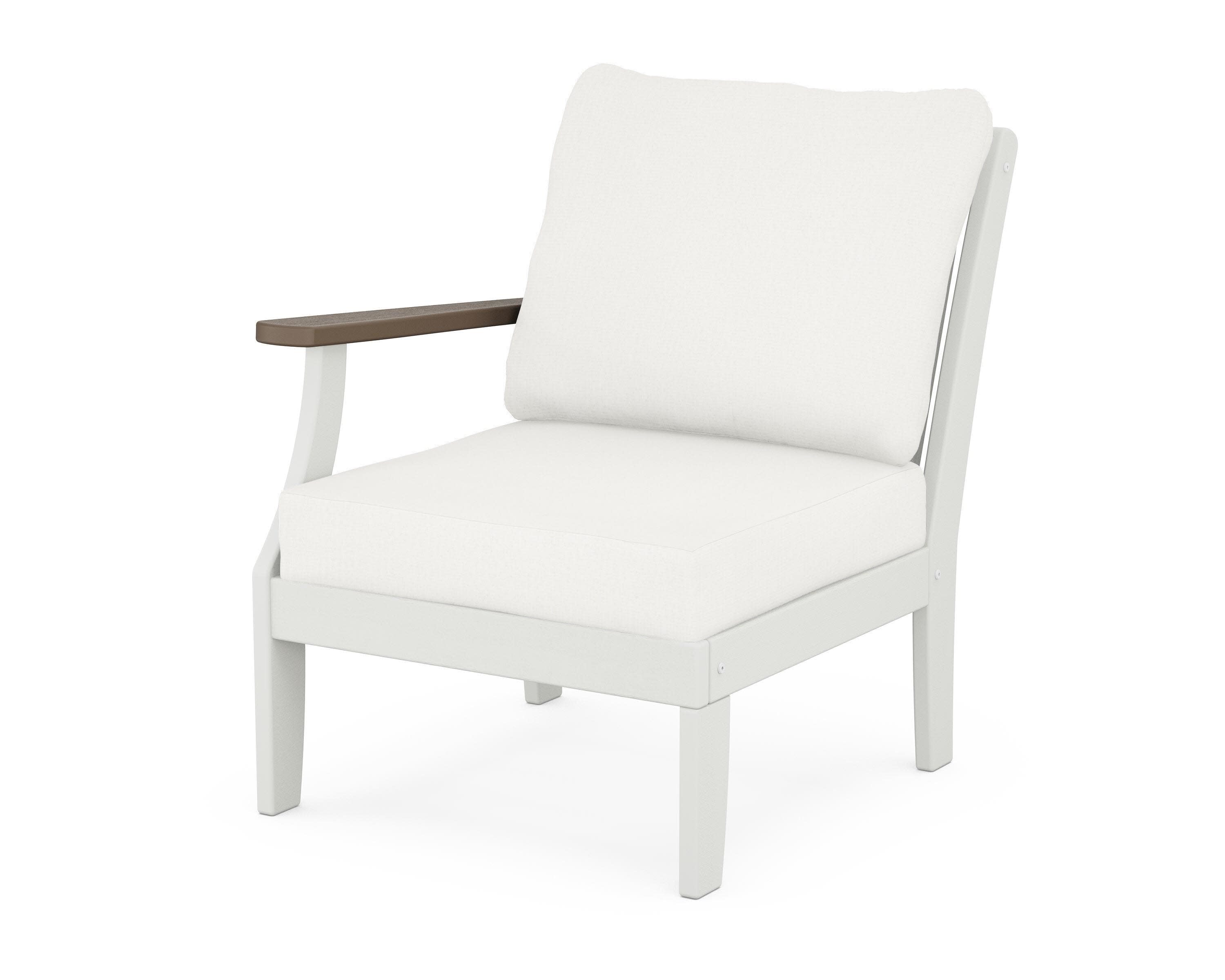 Braxton Modular Left Arm Chair in White / Kona / Natural Linen