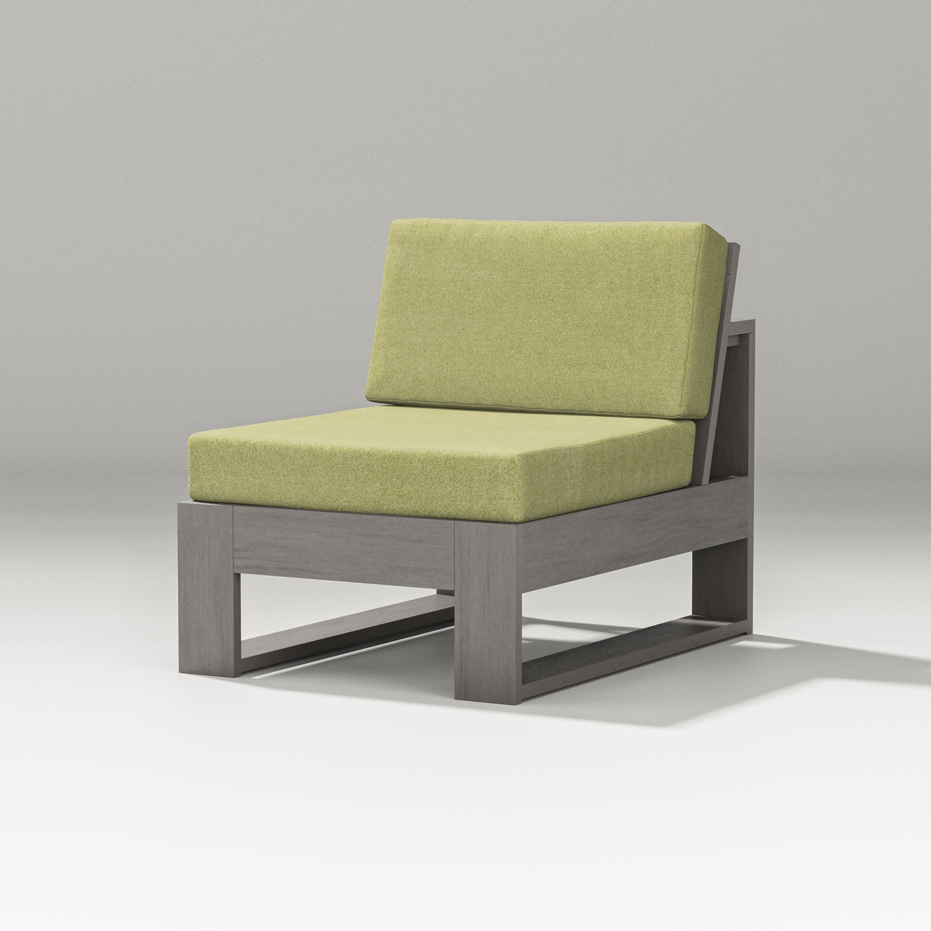 Latitude Modular Armless Chair in Driftwood / Chartreuse Boucle