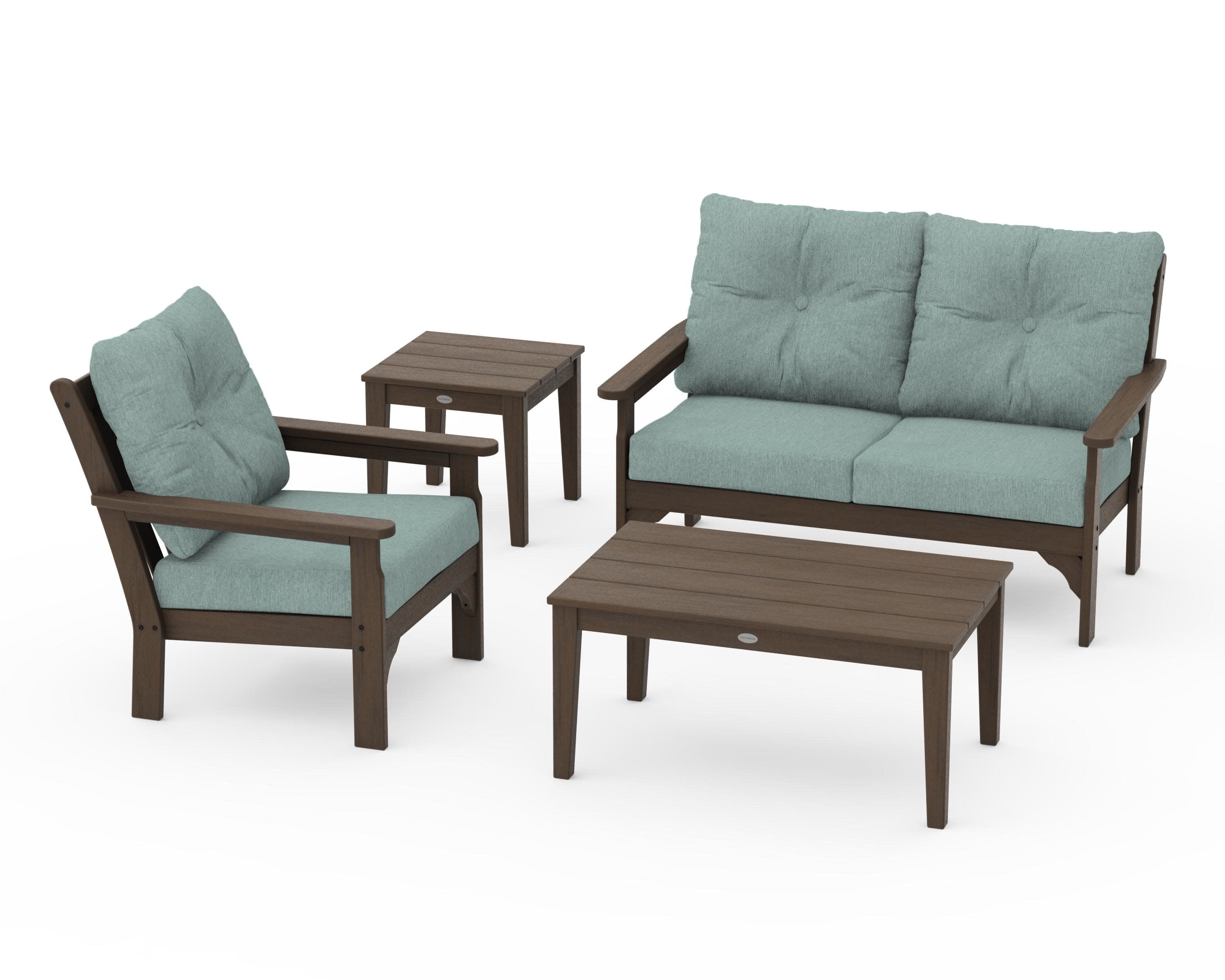 Vineyard 4-Piece Deep Seating Set in Kona / Glacier Spa