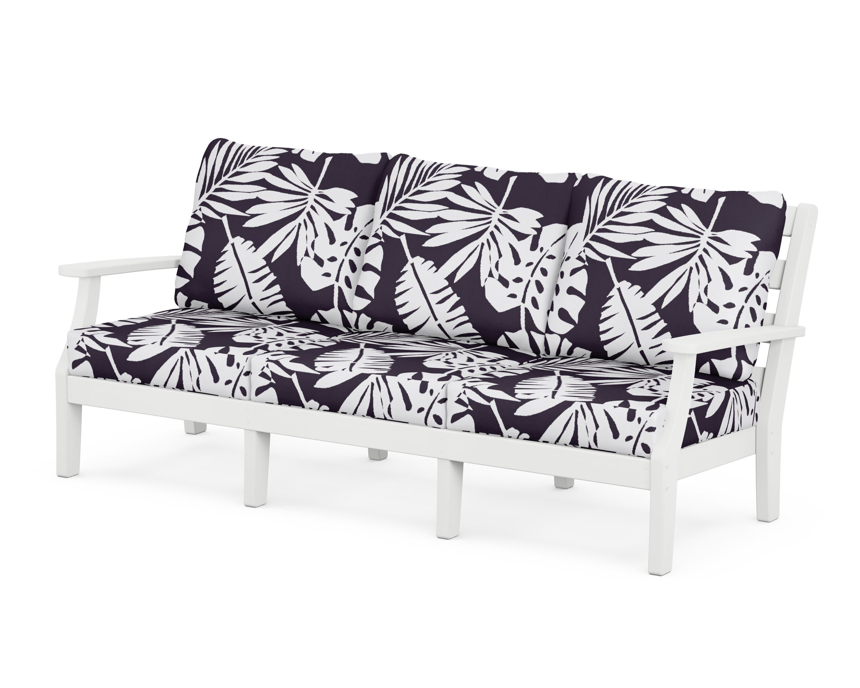 Chesapeake Deep Seating Sofa in White / Leaf Navy