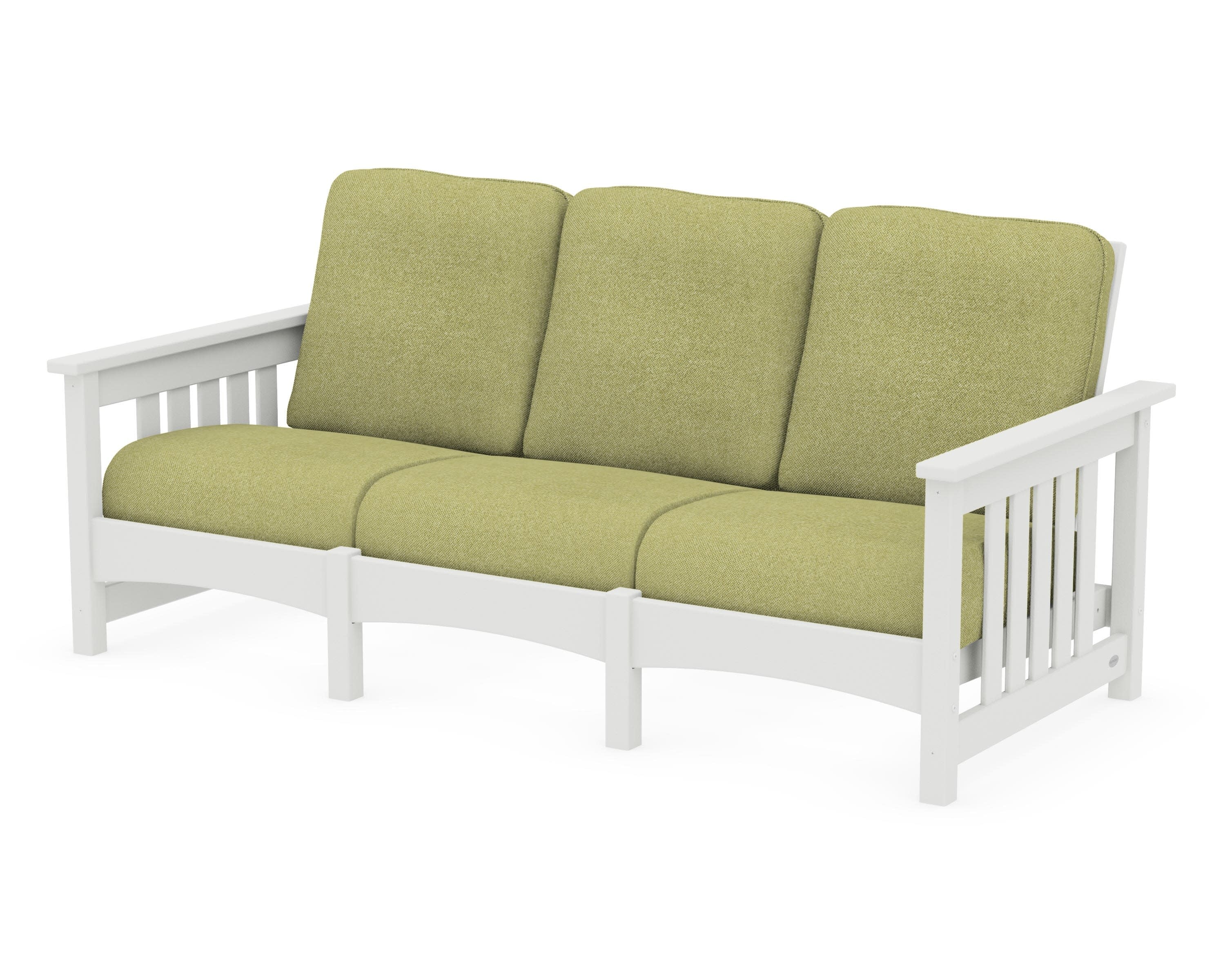 Club Mission Sofa in Vintage White / Chartreuse Boucle