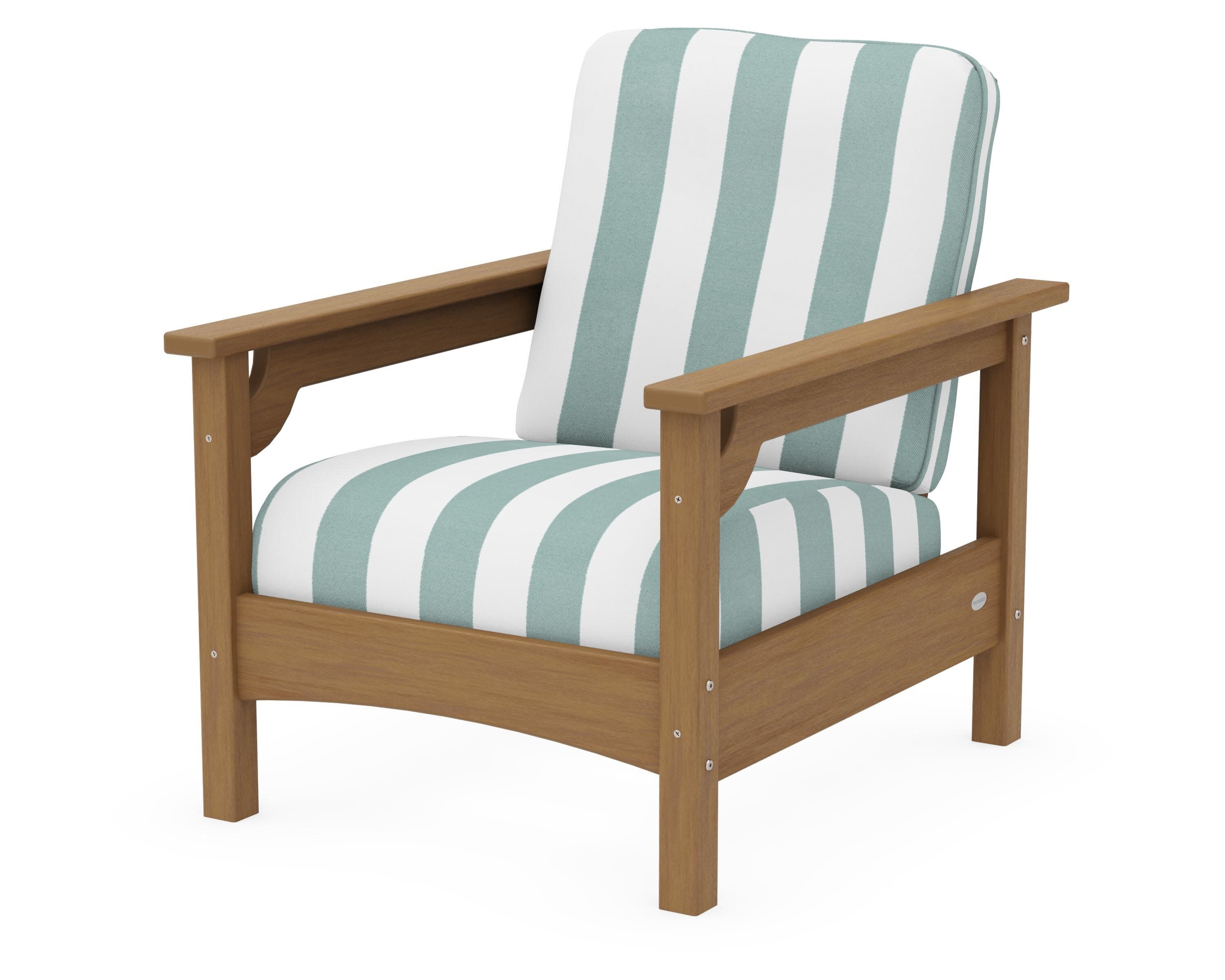 Club Chair in Natural / Cabana Stripe Glacier Spa
