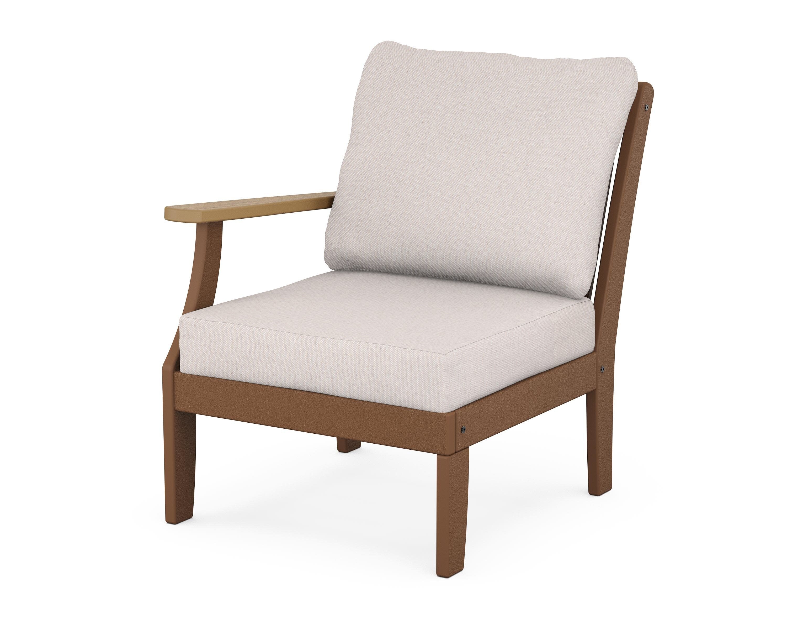 Braxton Modular Left Arm Chair in Teak / Natural / Dune Burlap