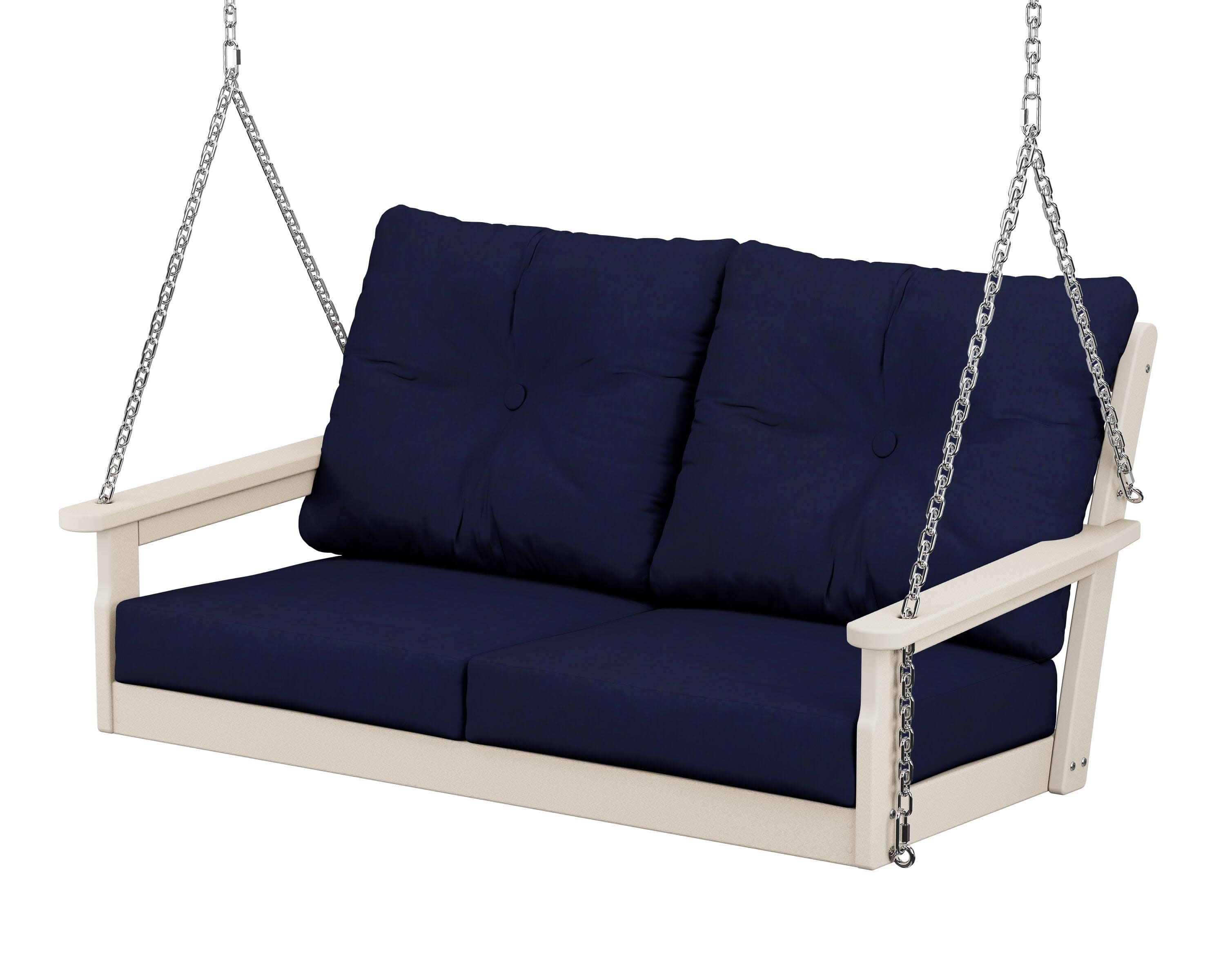Vineyard Deep Seating Swing in Sand / Navy