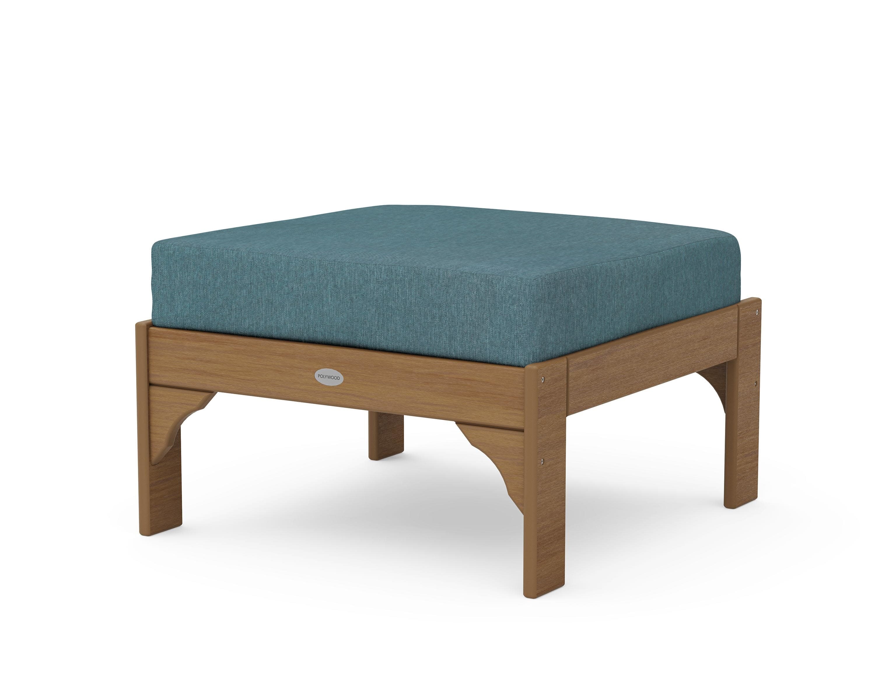 Vineyard Deep Seating Ottoman in Natural / Ocean Teal