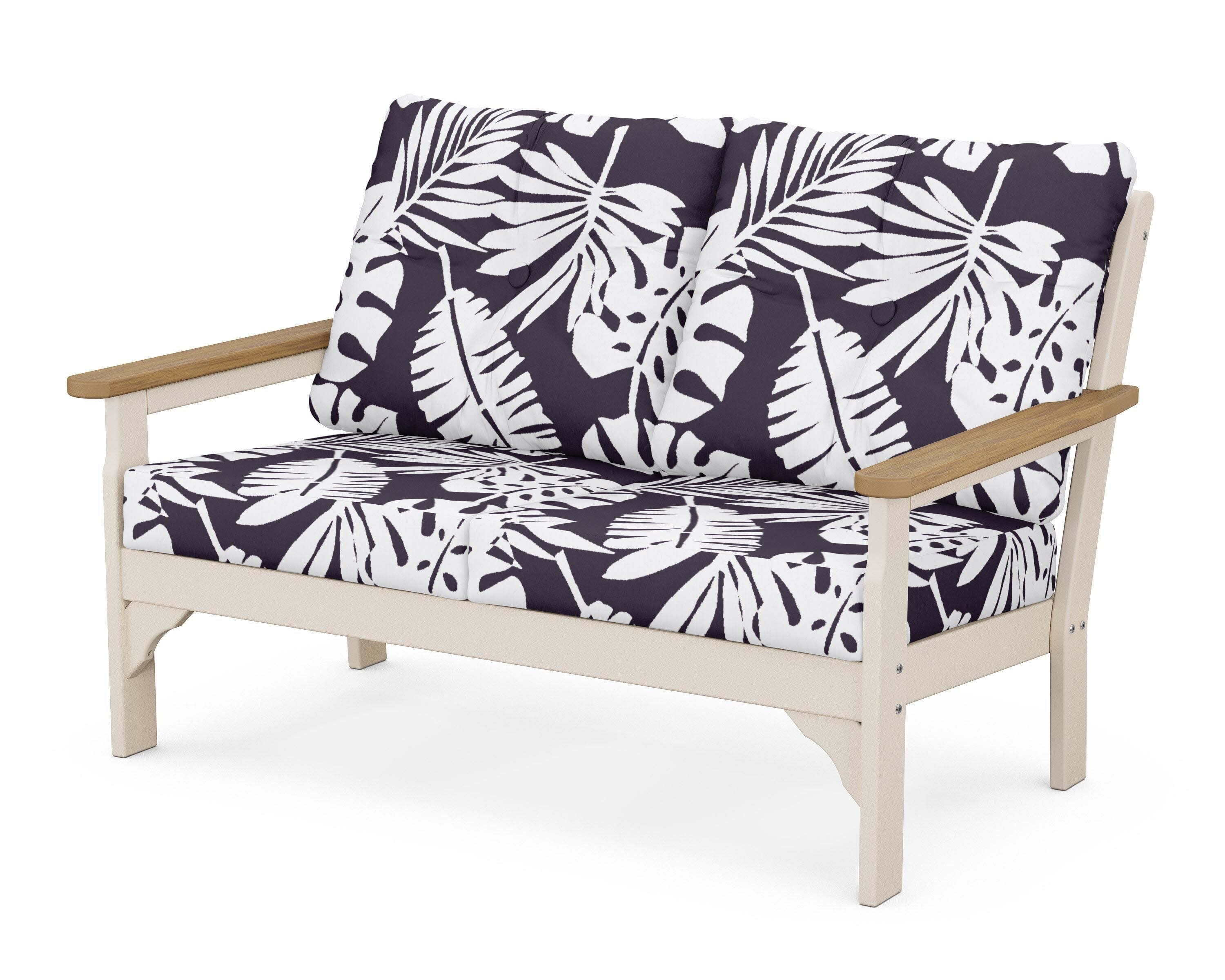 Vineyard Deep Seating Loveseat in Sand / Natural / Leaf Navy