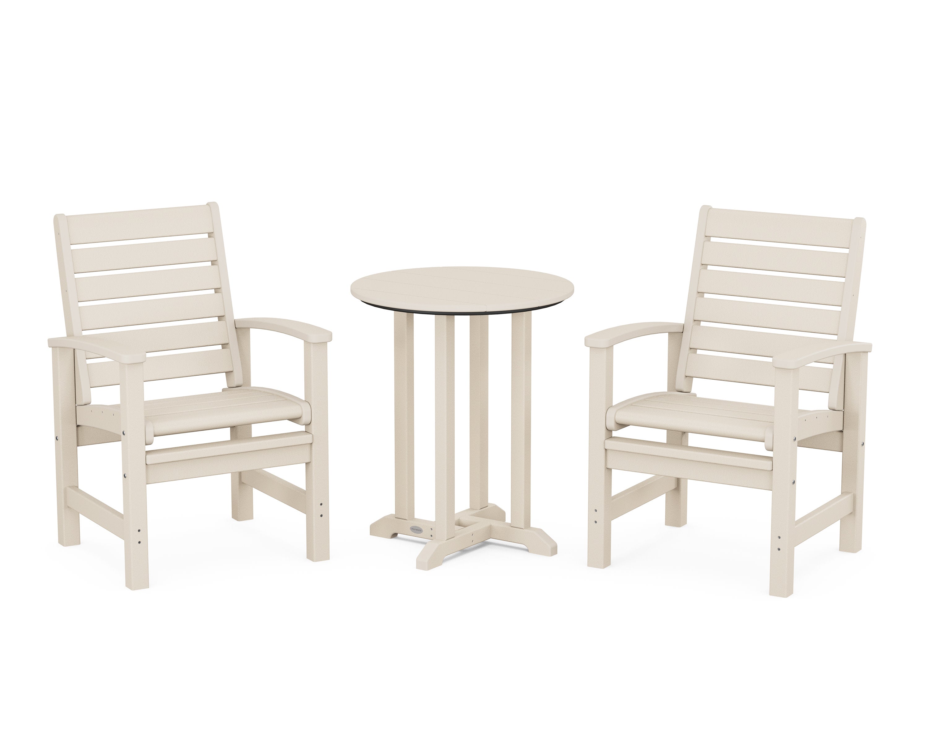 Signature 3-Piece Round Farmhouse Bistro Dining Set in Sand