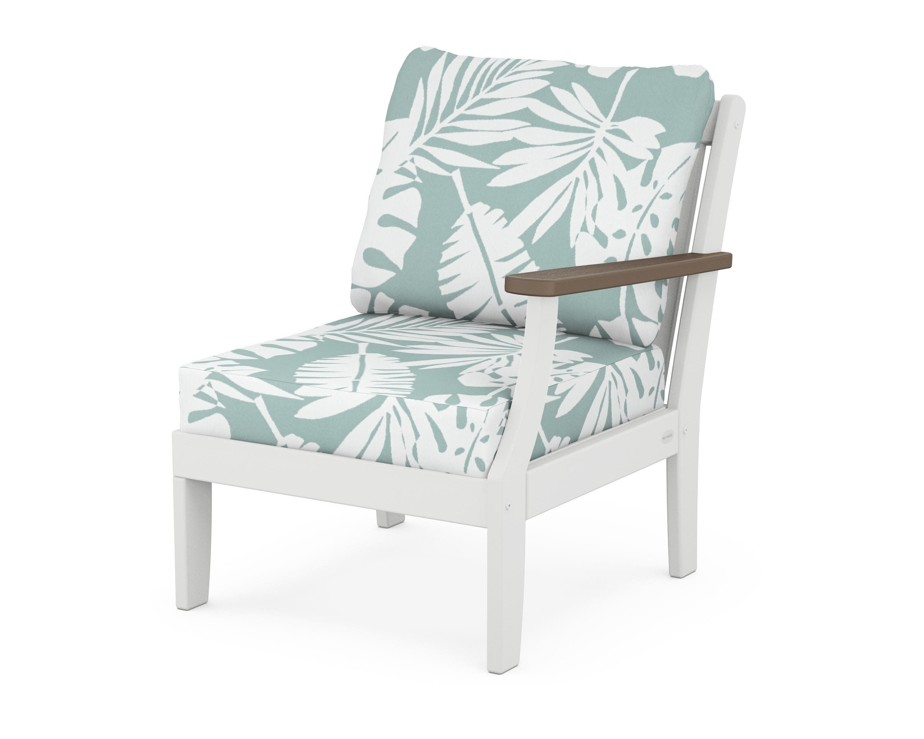 Braxton Modular Right Arm Chair in White / Kona / Leaf Glacier Spa