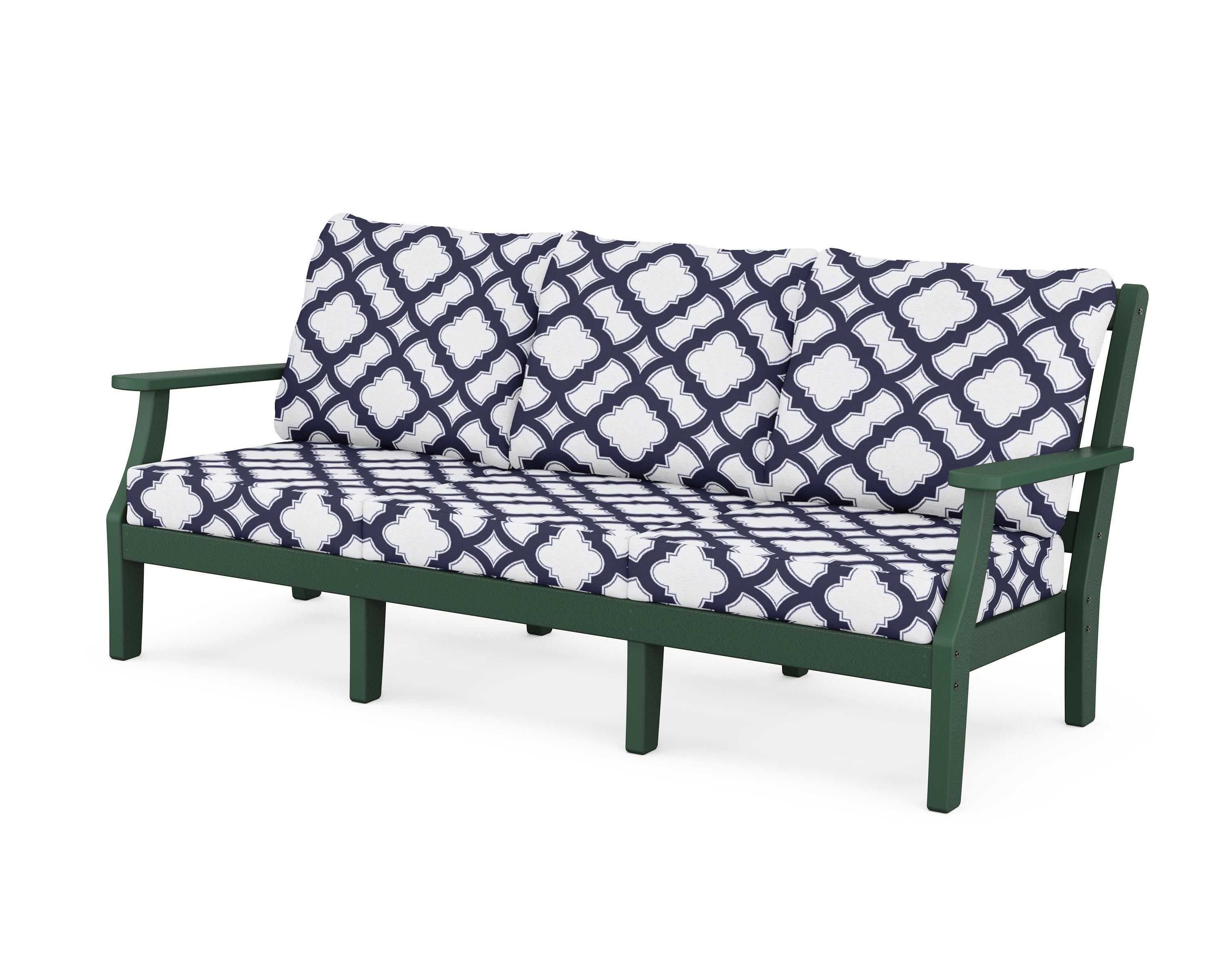 Chinoiserie Deep Seating Sofa in Green / Trellis Navy