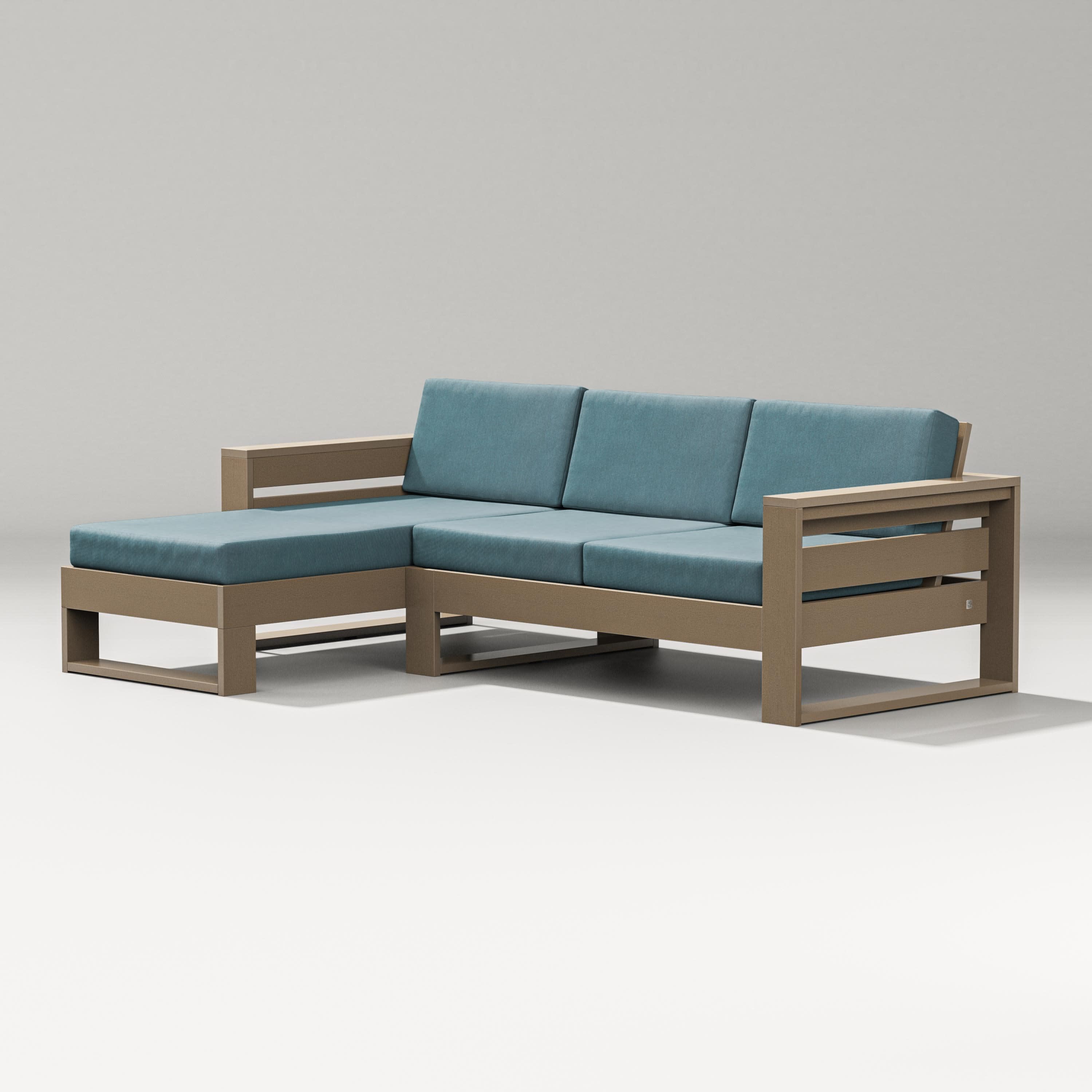 Latitude Left Chaise Sectional in Vintage Sahara / Ocean Teal