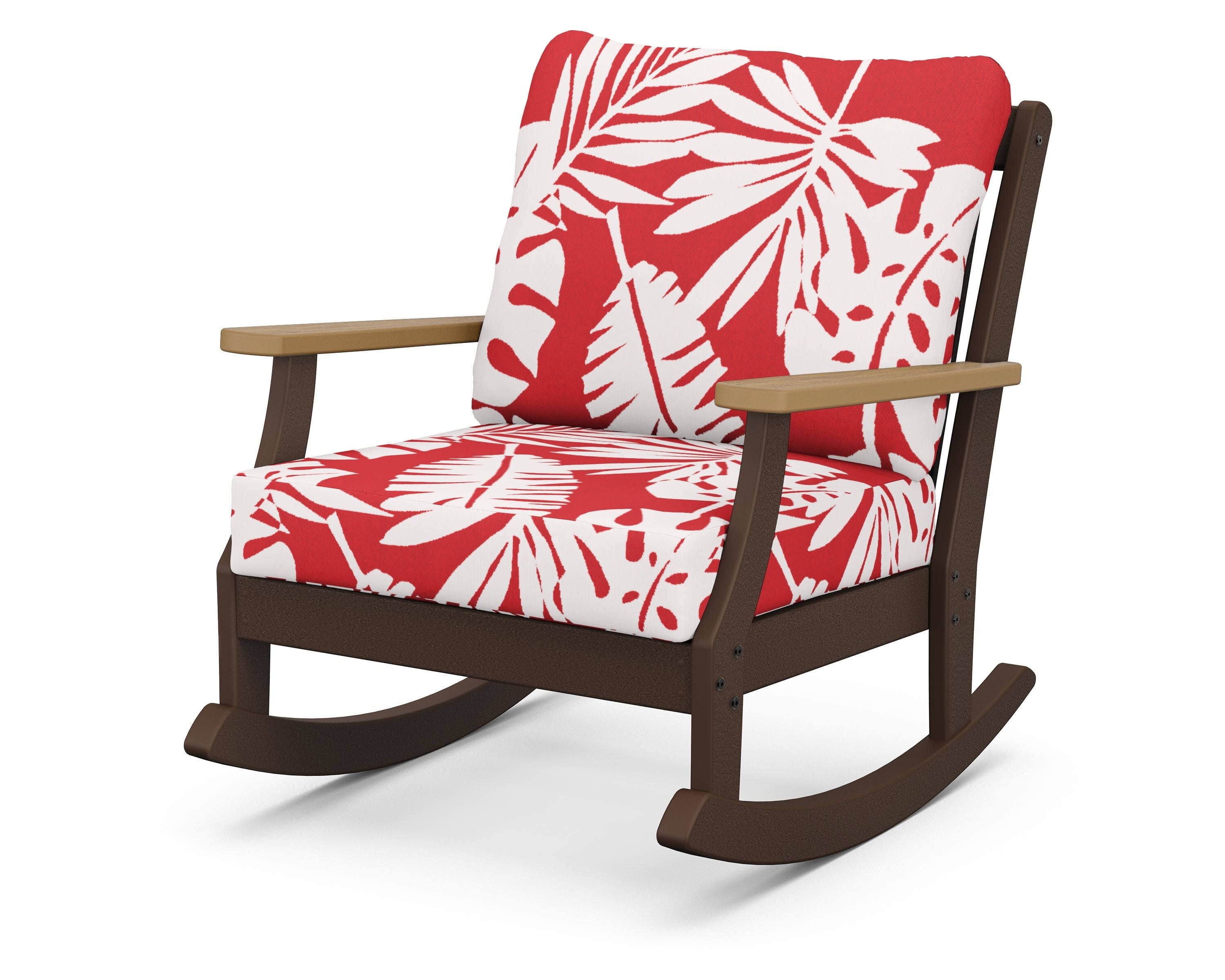 Braxton Deep Seating Rocking Chair in Mahogany / Natural / Leaf Crimson