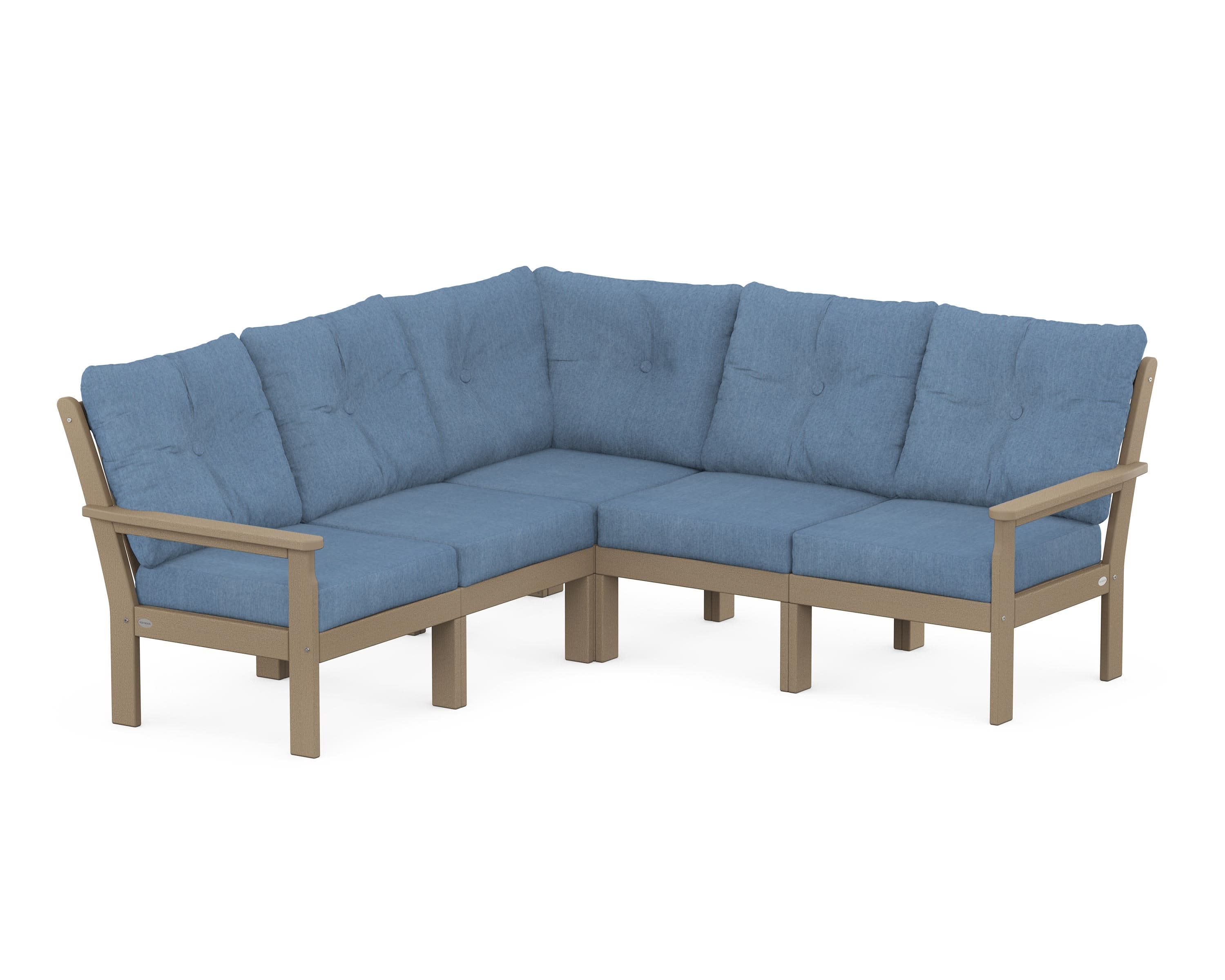 Vineyard 5-Piece Sectional in Vintage Sahara / Sky Blue