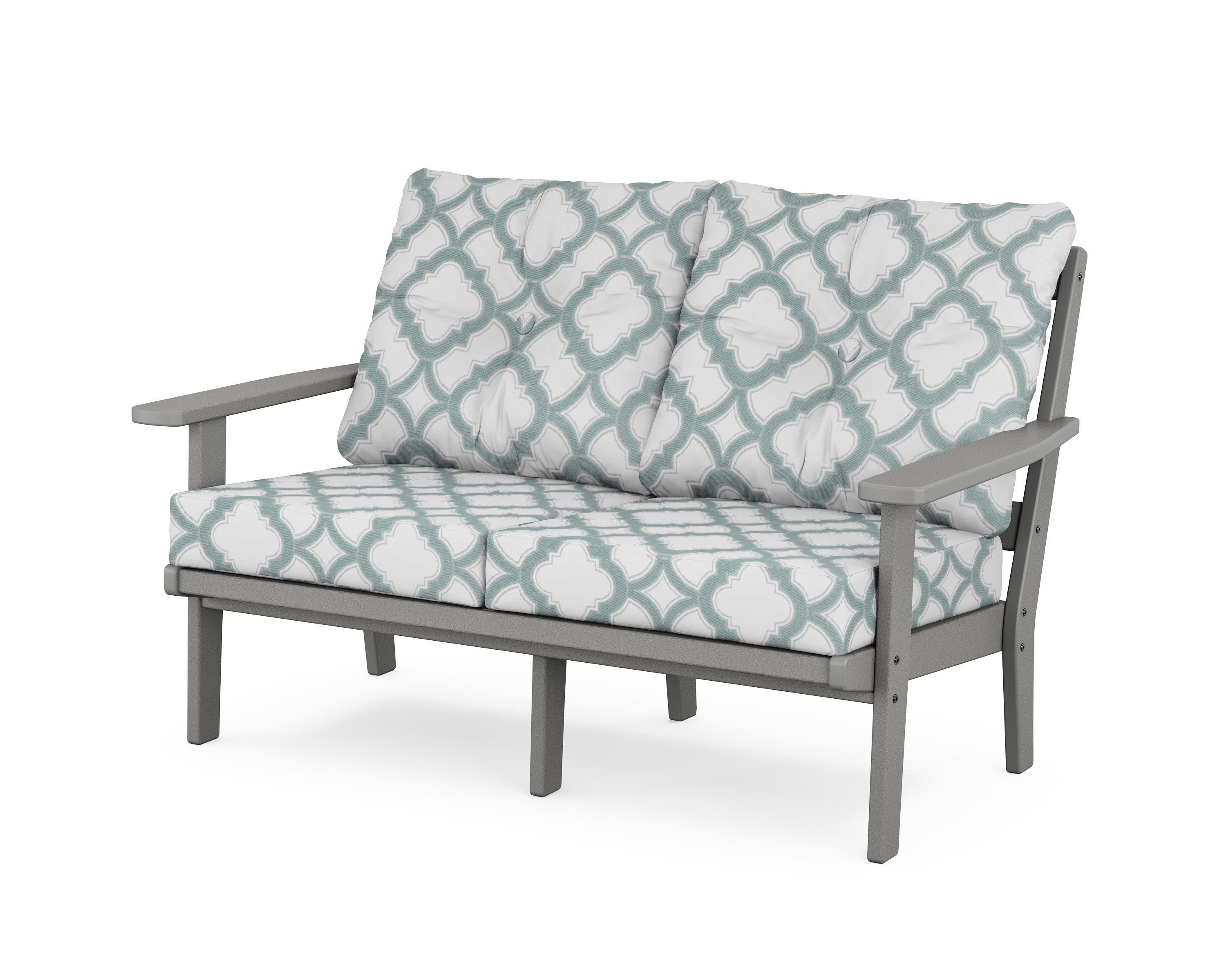 Oxford Deep SeatingLoveseat in Slate Grey / Trellis Glacier Spa