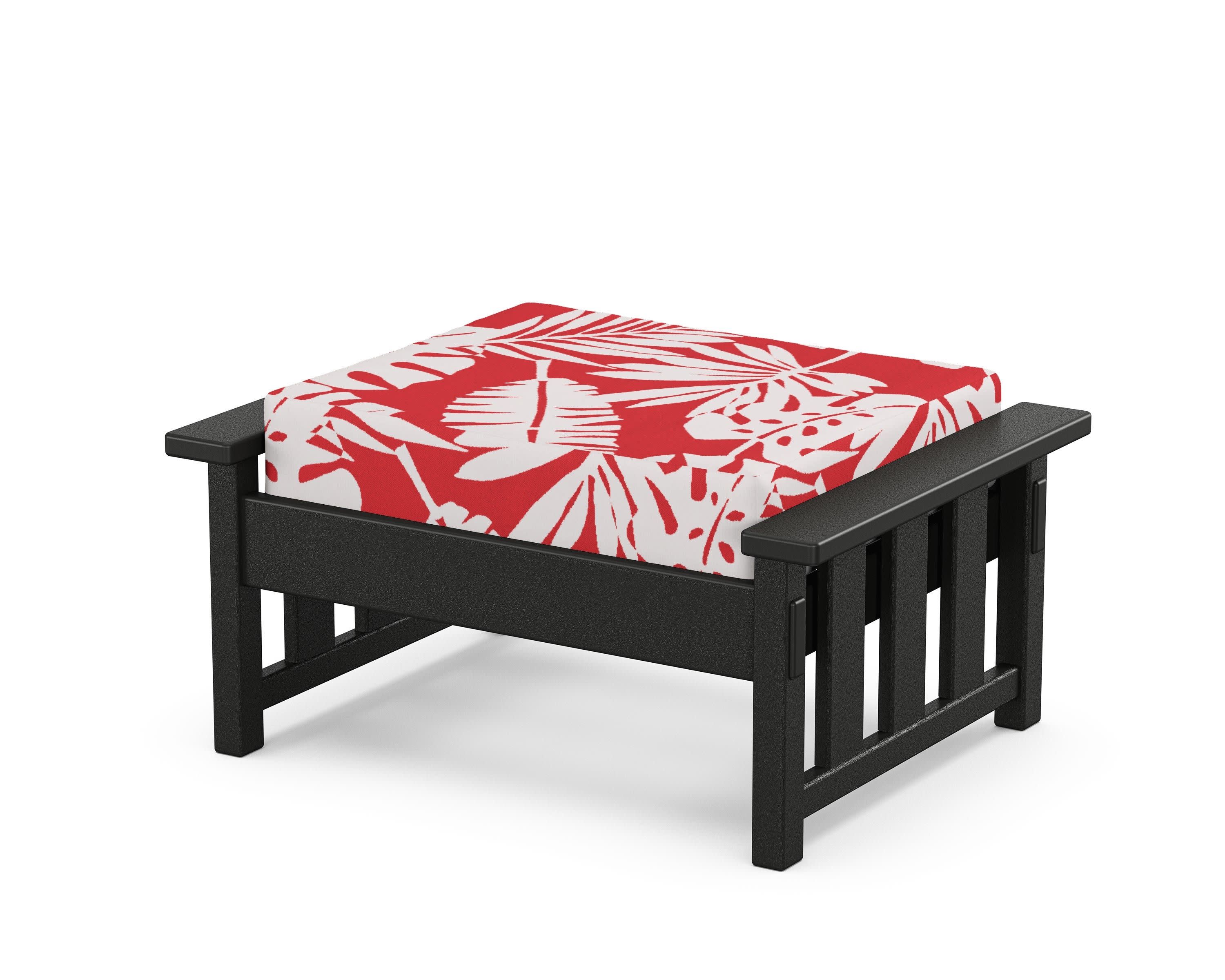 Acadia Deep Seating Ottoman in Black / Leaf Crimson