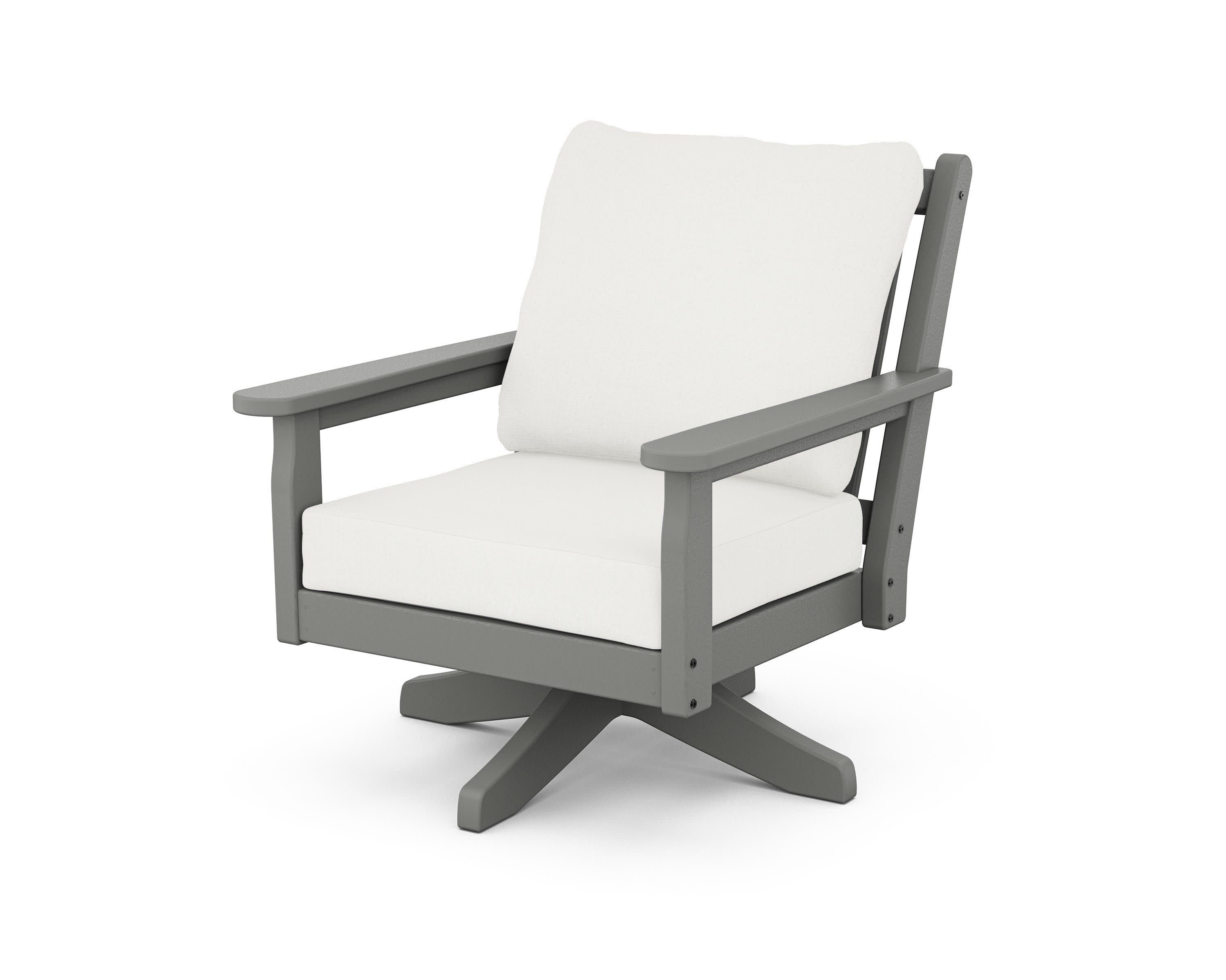 Chippendale Deep Seating Swivel Chair in Slate Grey / Natural Linen