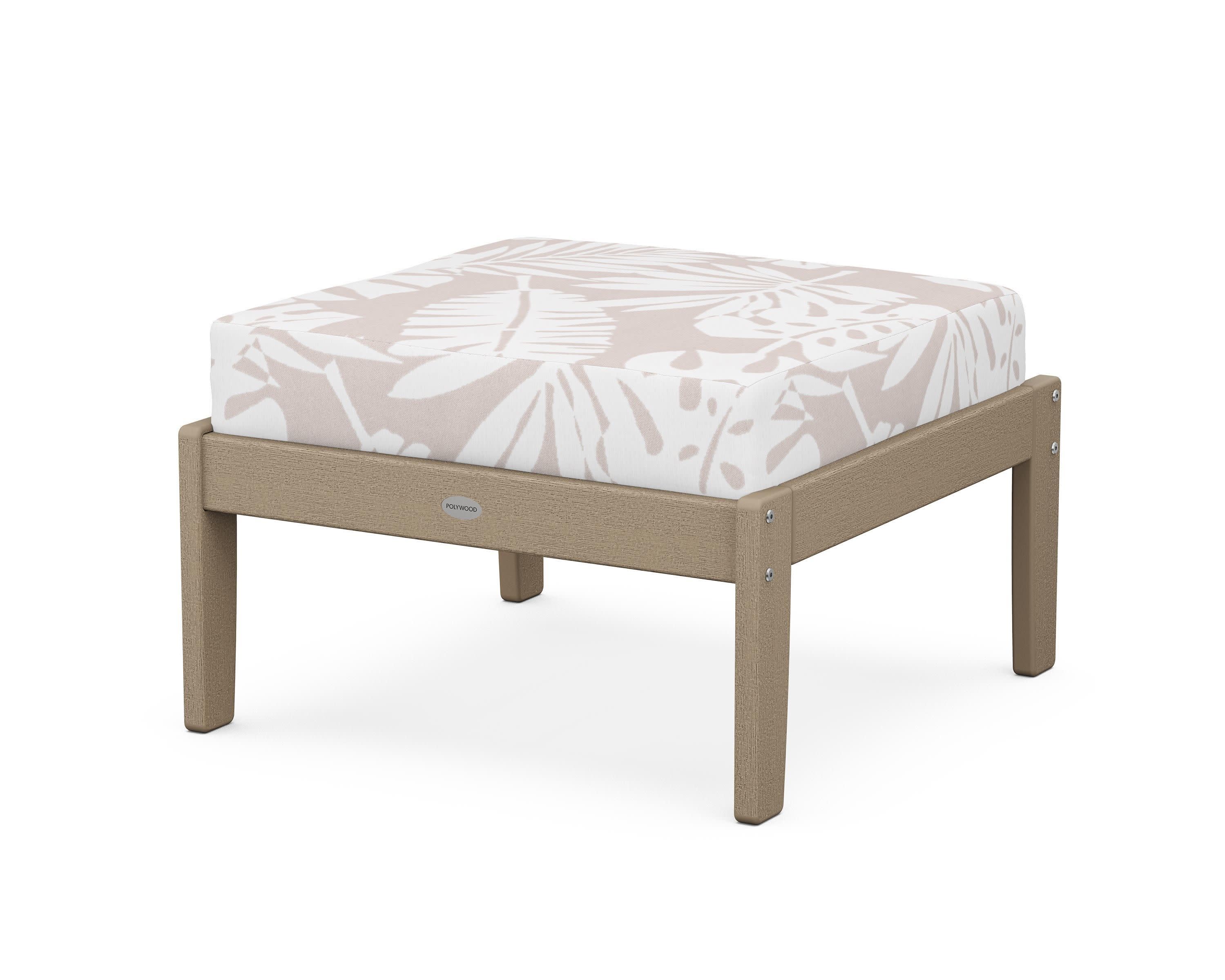 Braxton Deep Seating Ottoman in Vintage Sahara / Leaf Dune Burlap