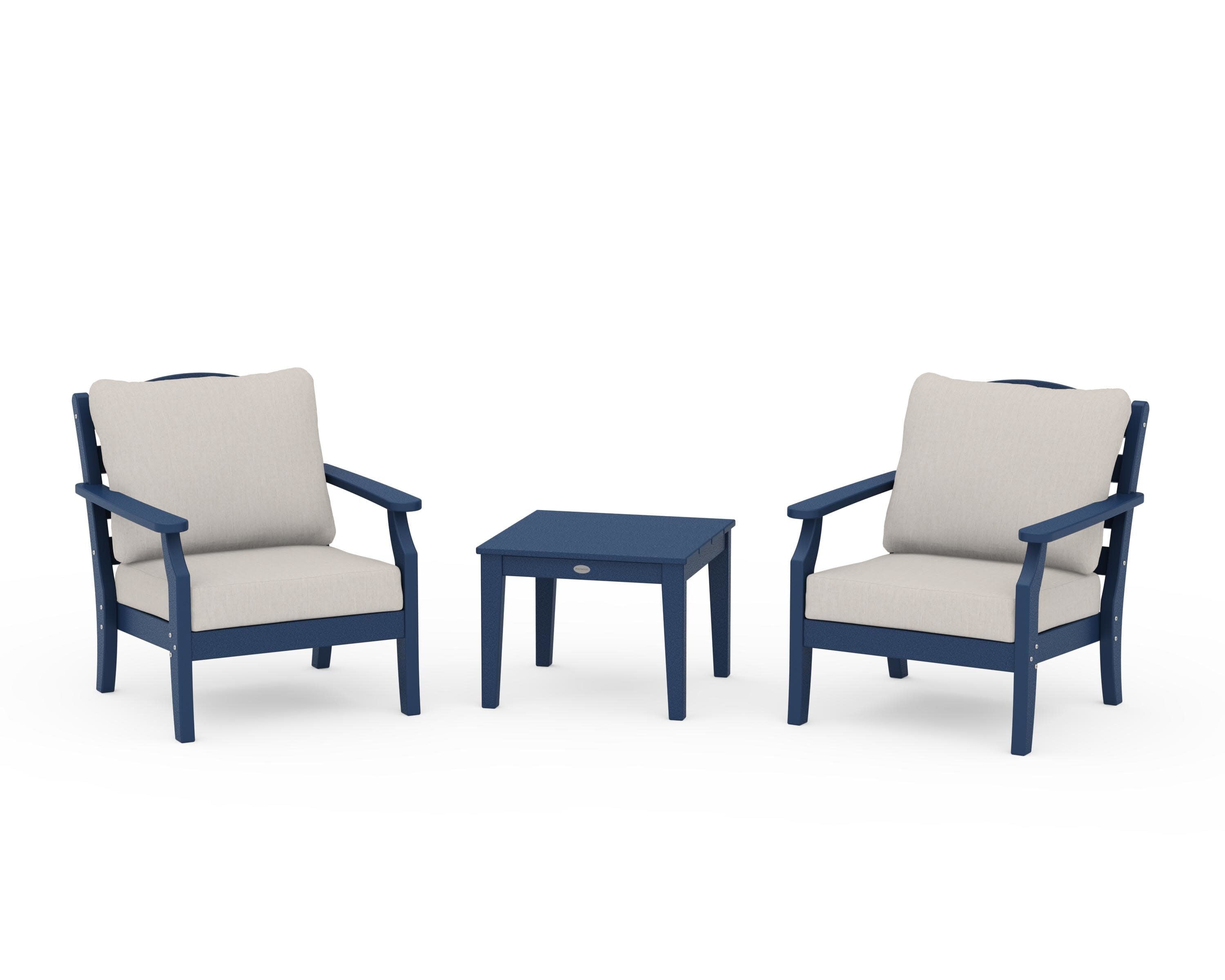 Savannah 3-Piece Deep Seating Set in Navy / Cast Ash