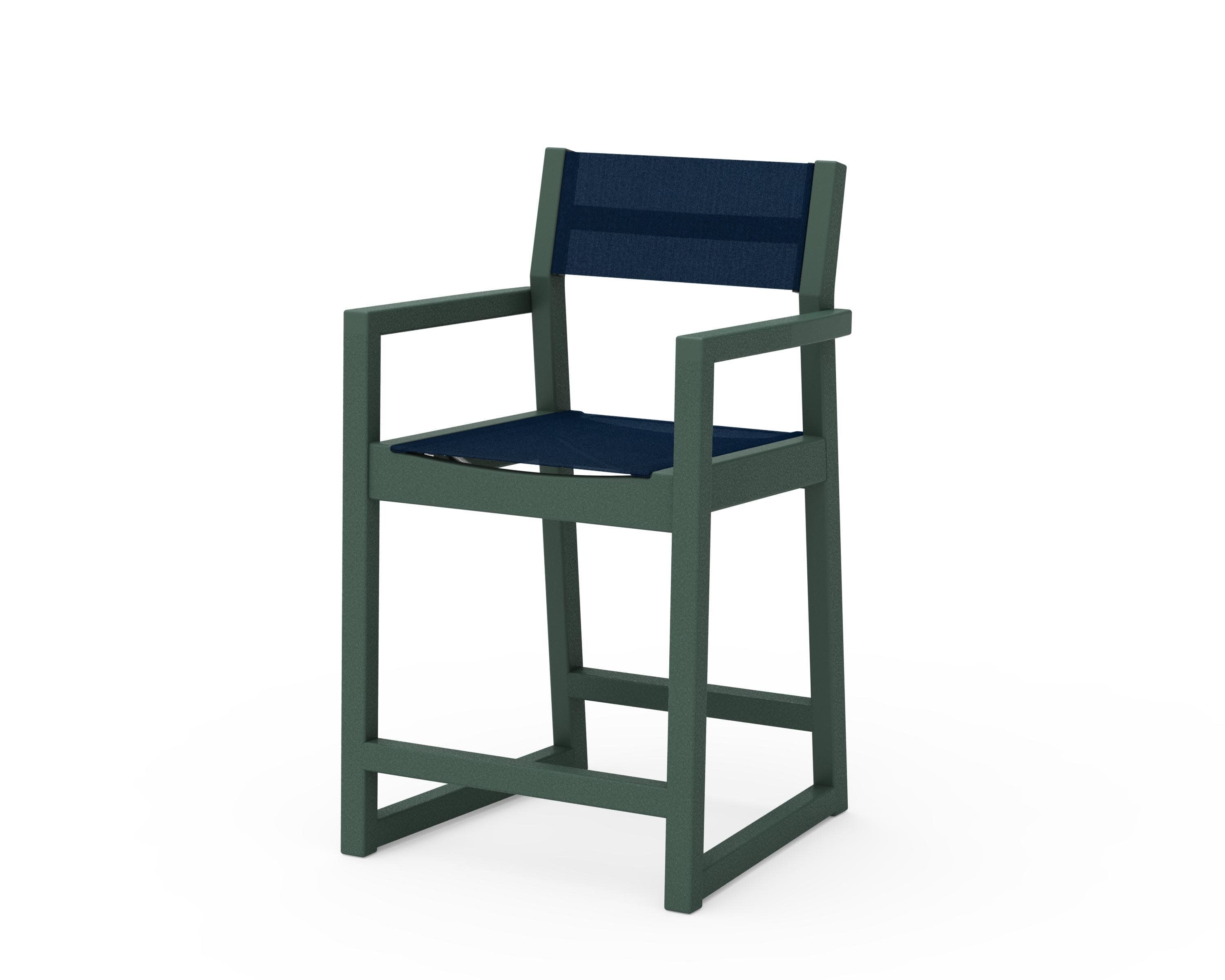 EDGE Sling Counter Arm Chair in Green / Navy Blue Sling