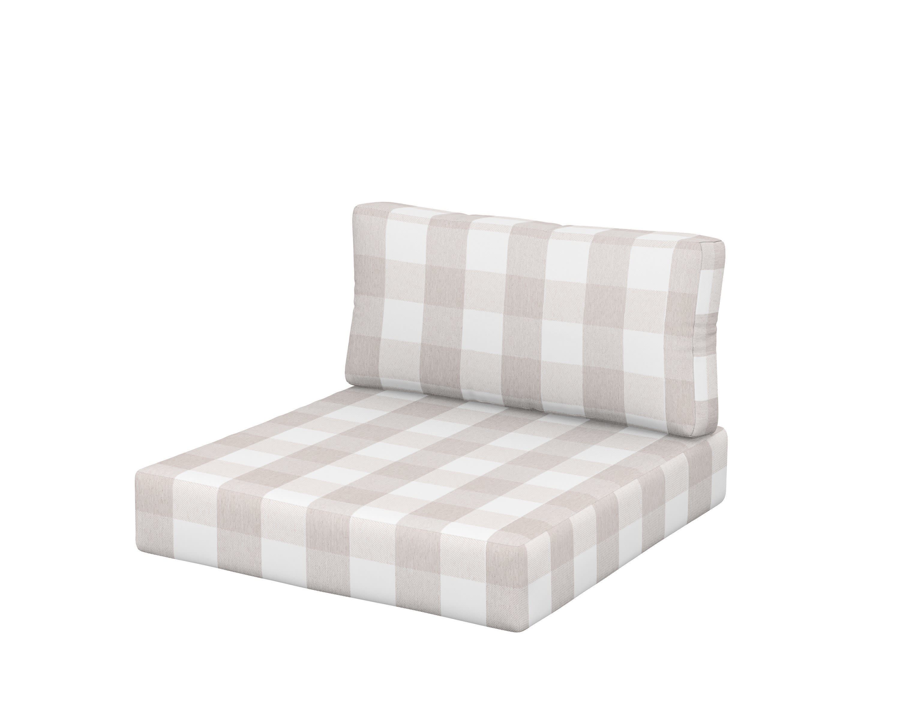 Acadia Back/Seat Cushion Set in Buffalo Plaid Dune Burlap