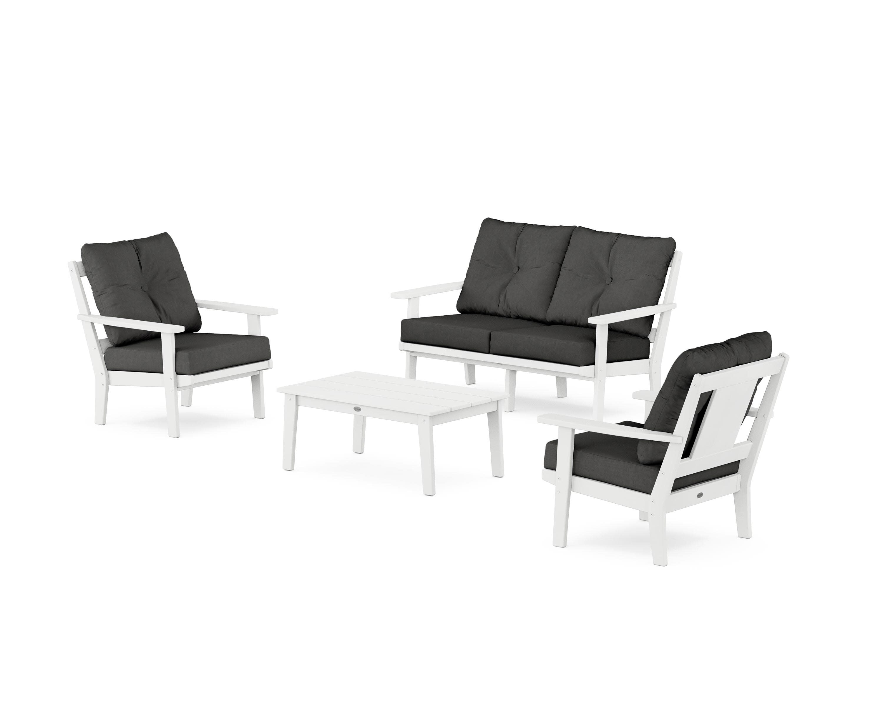 Prairie 4-Piece Deep Seating Set with Loveseat in White / Spectrum Carbon