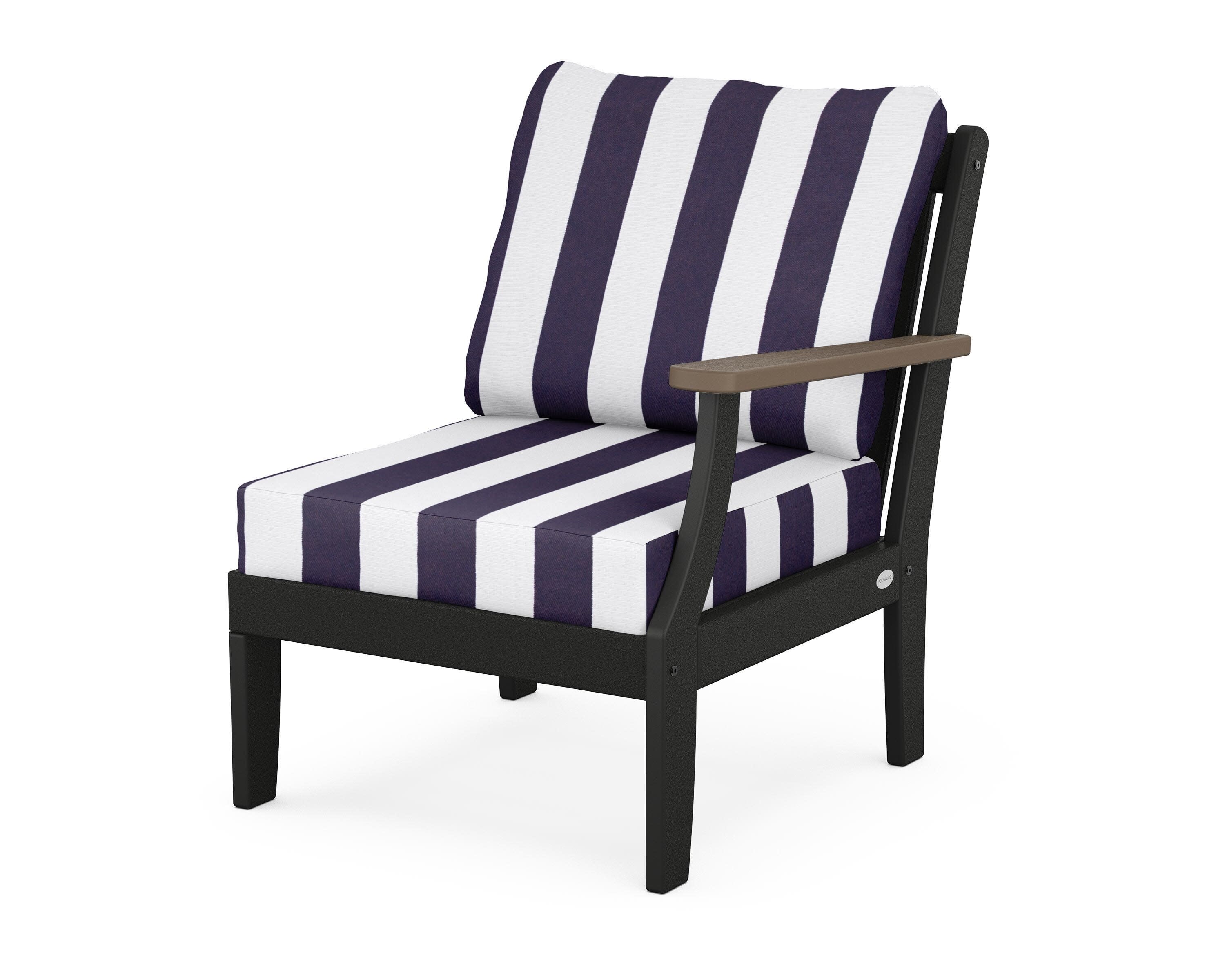 Braxton Modular Right Arm Chair in Black / Kona / Cabana Stripe Navy