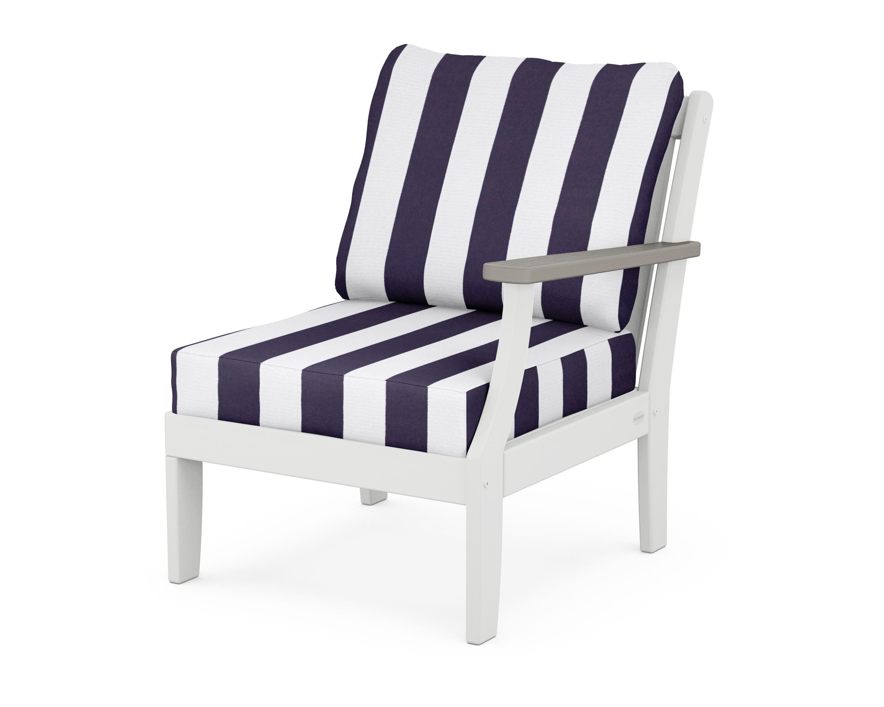 Braxton Modular Right Arm Chair in White / Driftwood / Cabana Stripe Navy