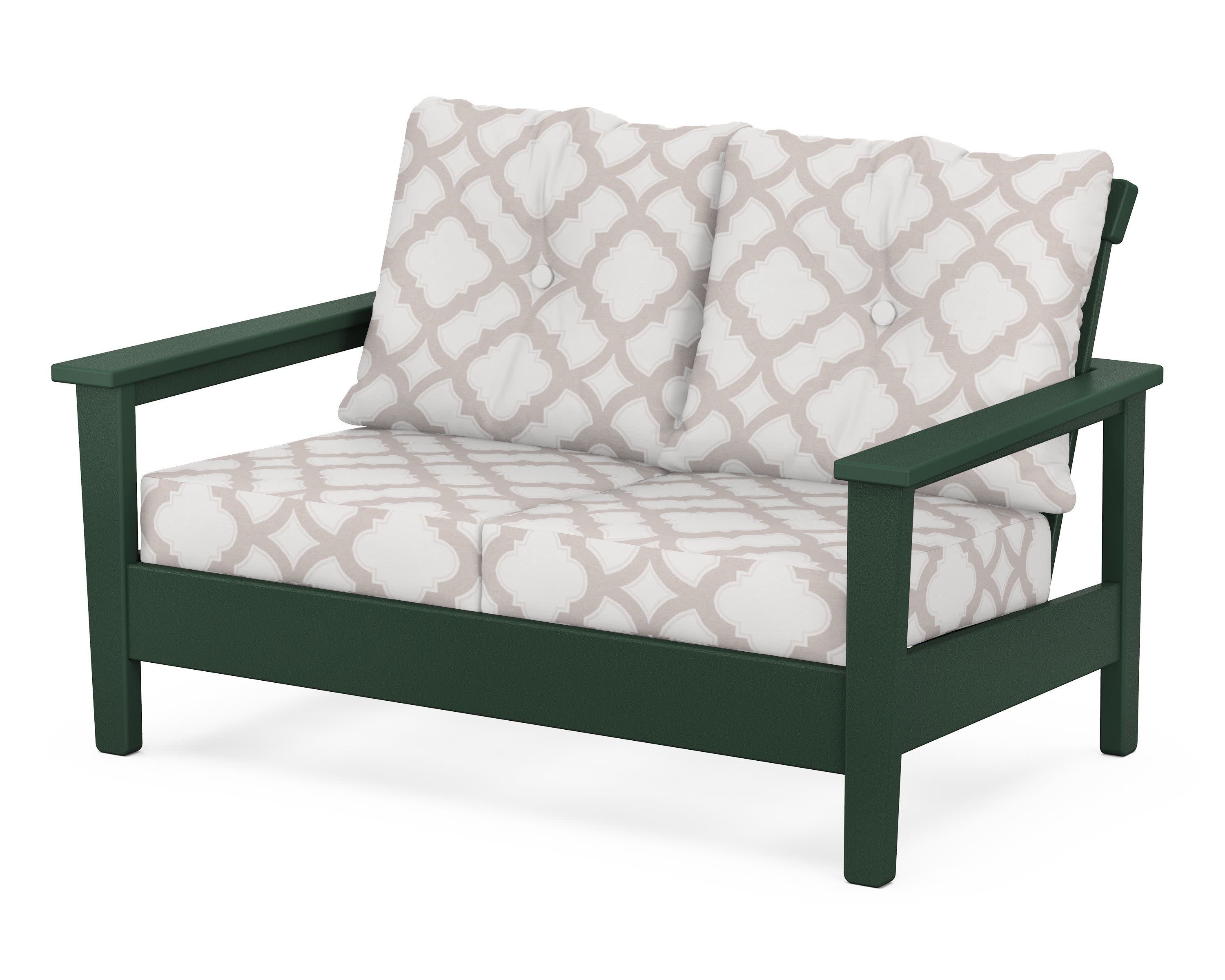 Prescott Deep Seating Loveseat in Green / Trellis Dune Burlap
