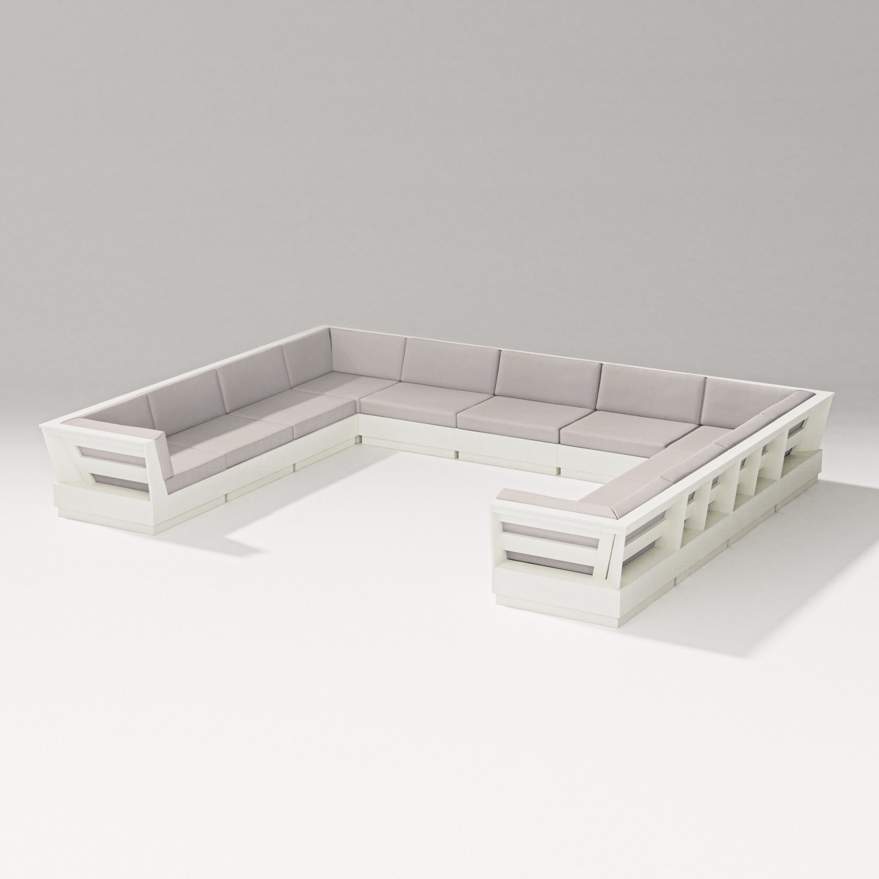 Elevate Large U-Shaped Sectional in Vintage White / Dune Burlap