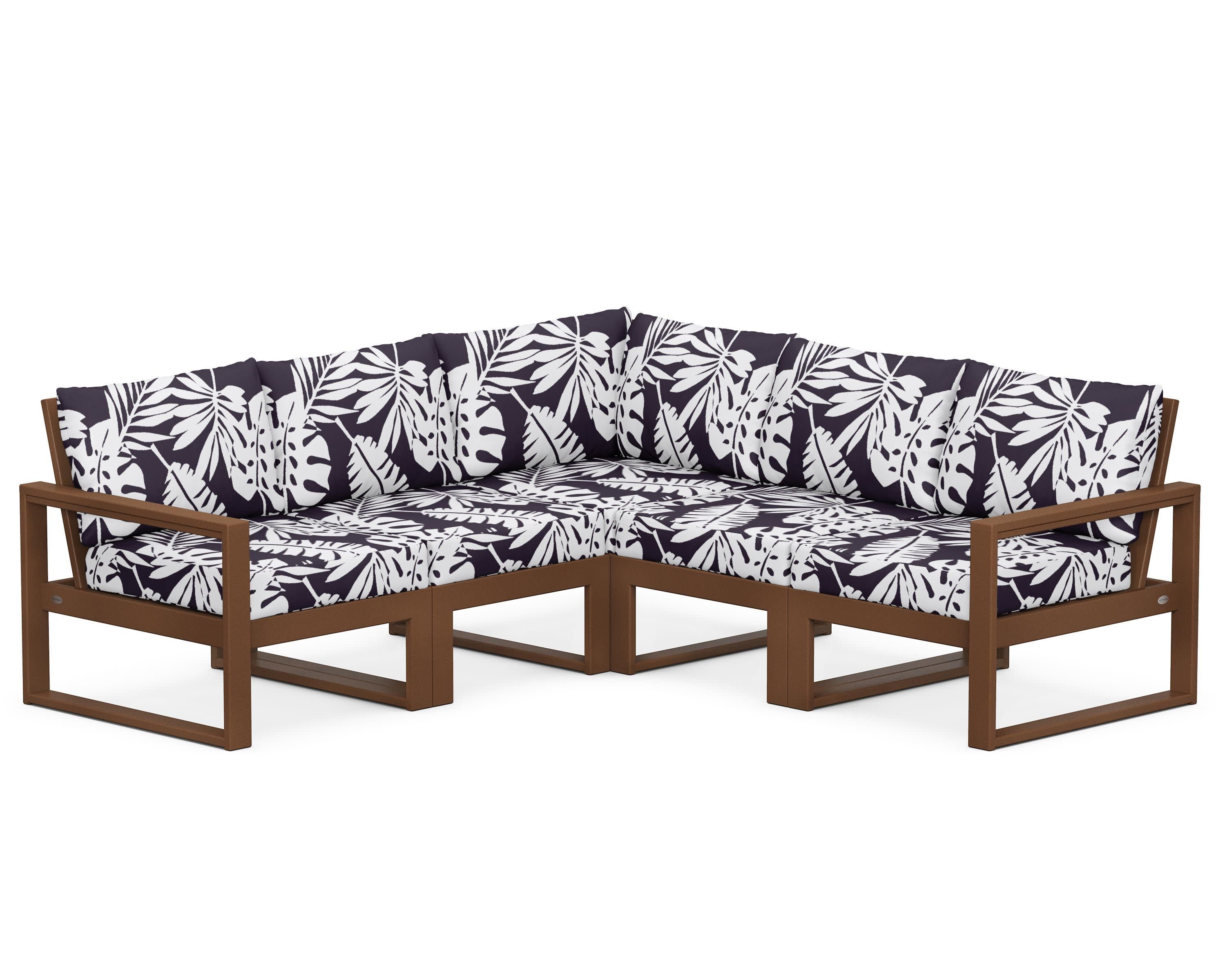 EDGE 5-Piece Modular Deep Seating Set in Teak / Leaf Navy