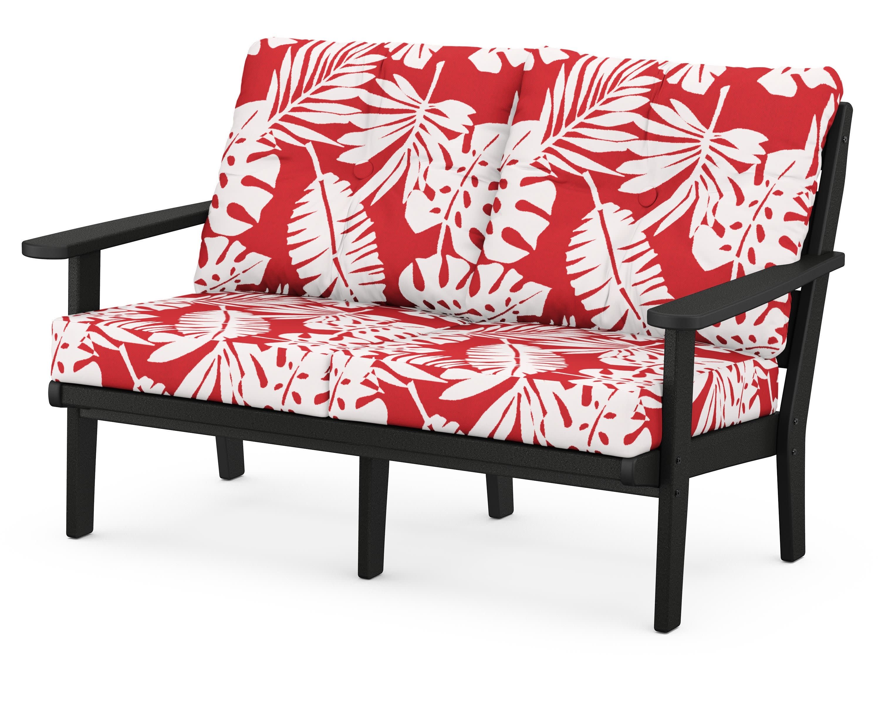 Lakeside Deep Seating Loveseat in Black / Leaf Crimson