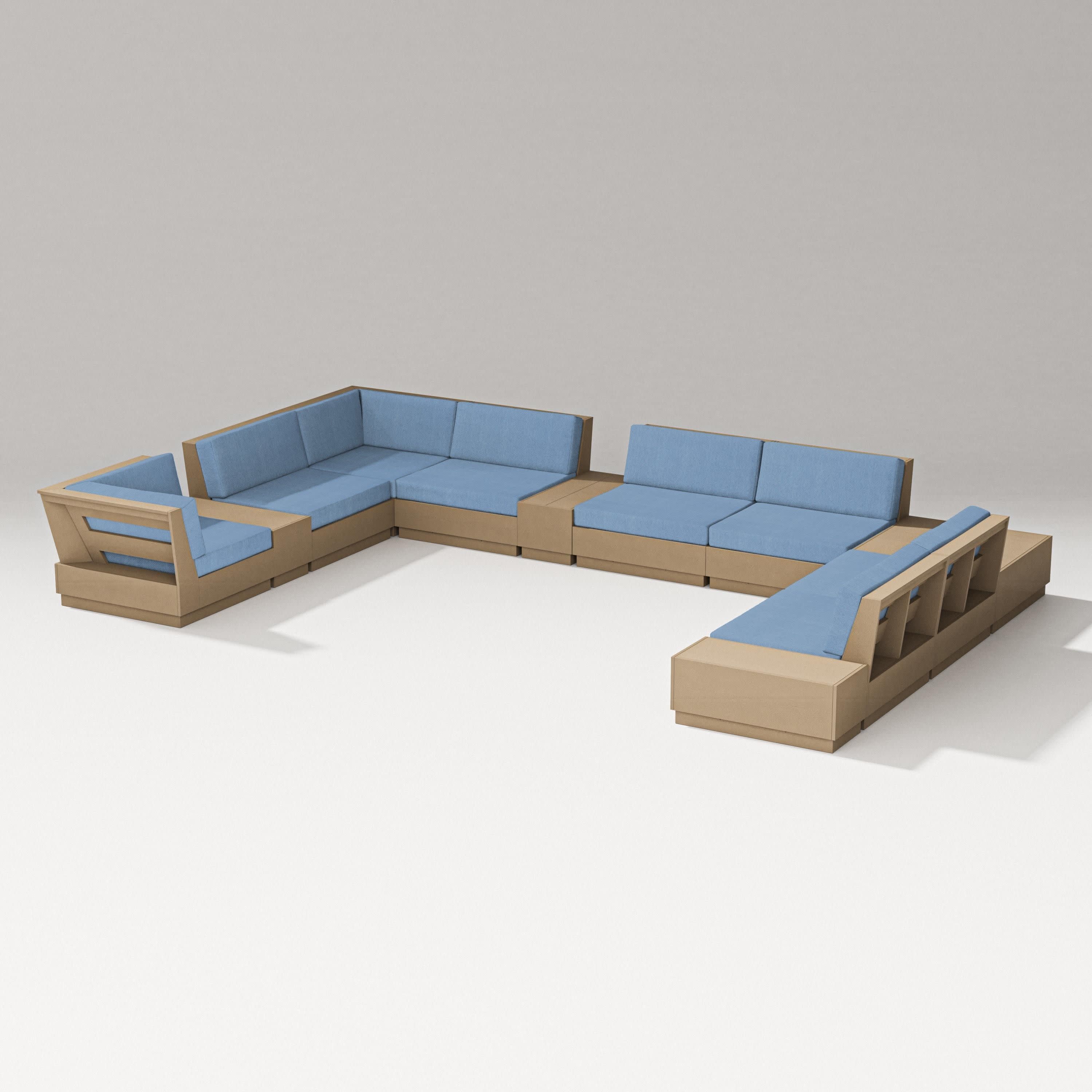Elevate 12-Piece Conversation Sectional Set in Vintage Sahara / Sky Blue