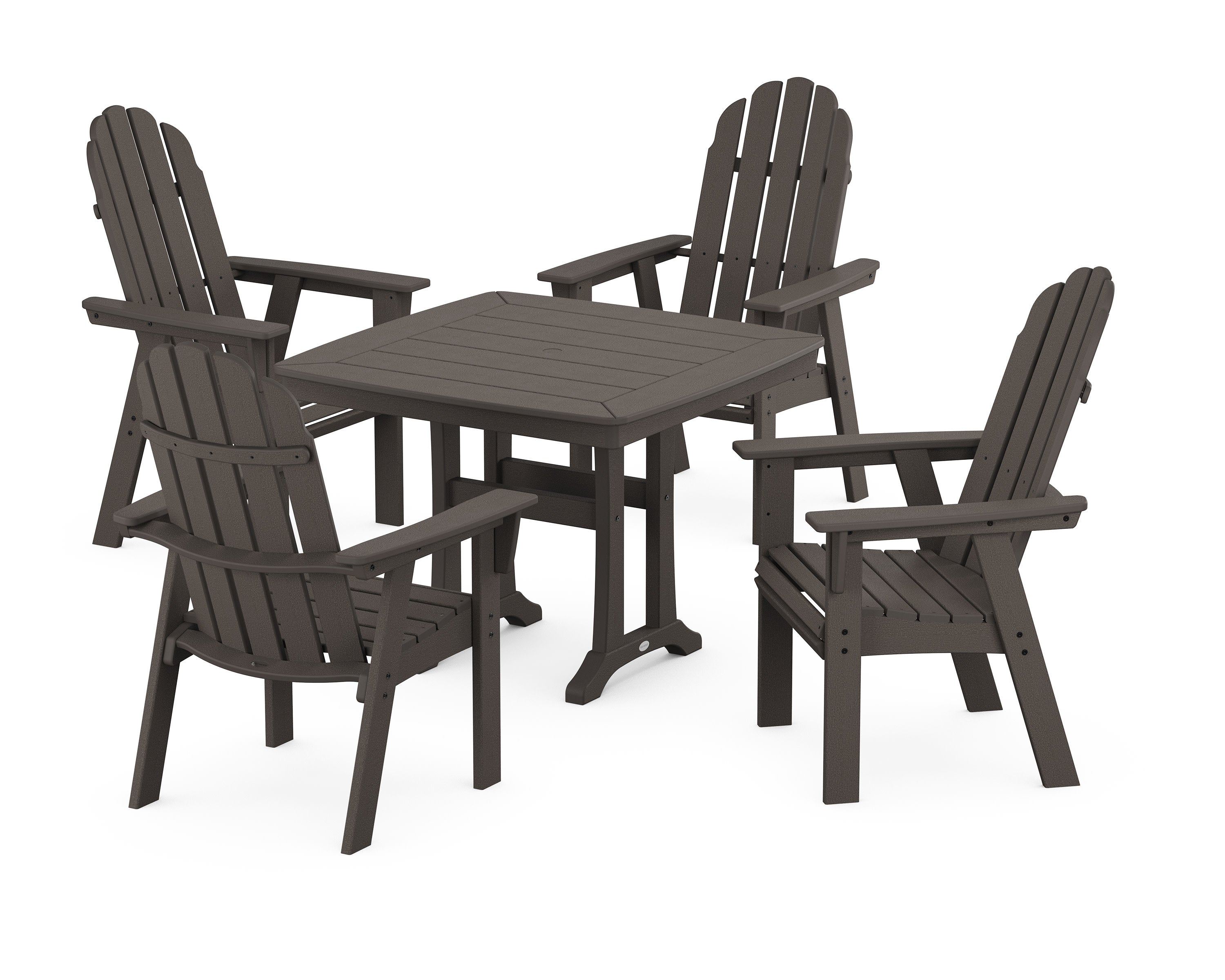 Vineyard Adirondack 5-Piece Dining Set with Trestle Legs in Vintage Coffee
