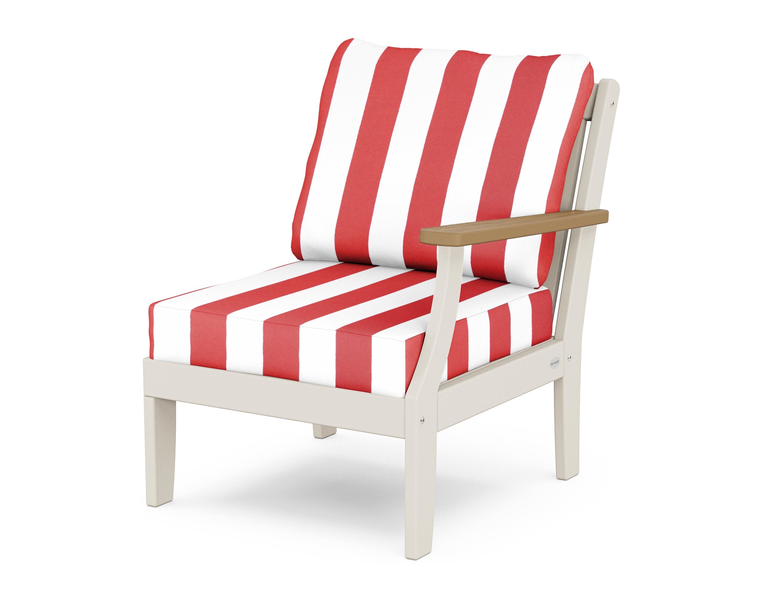 Braxton Modular Right Arm Chair in Sand / Natural / Cabana Stripe Crimson