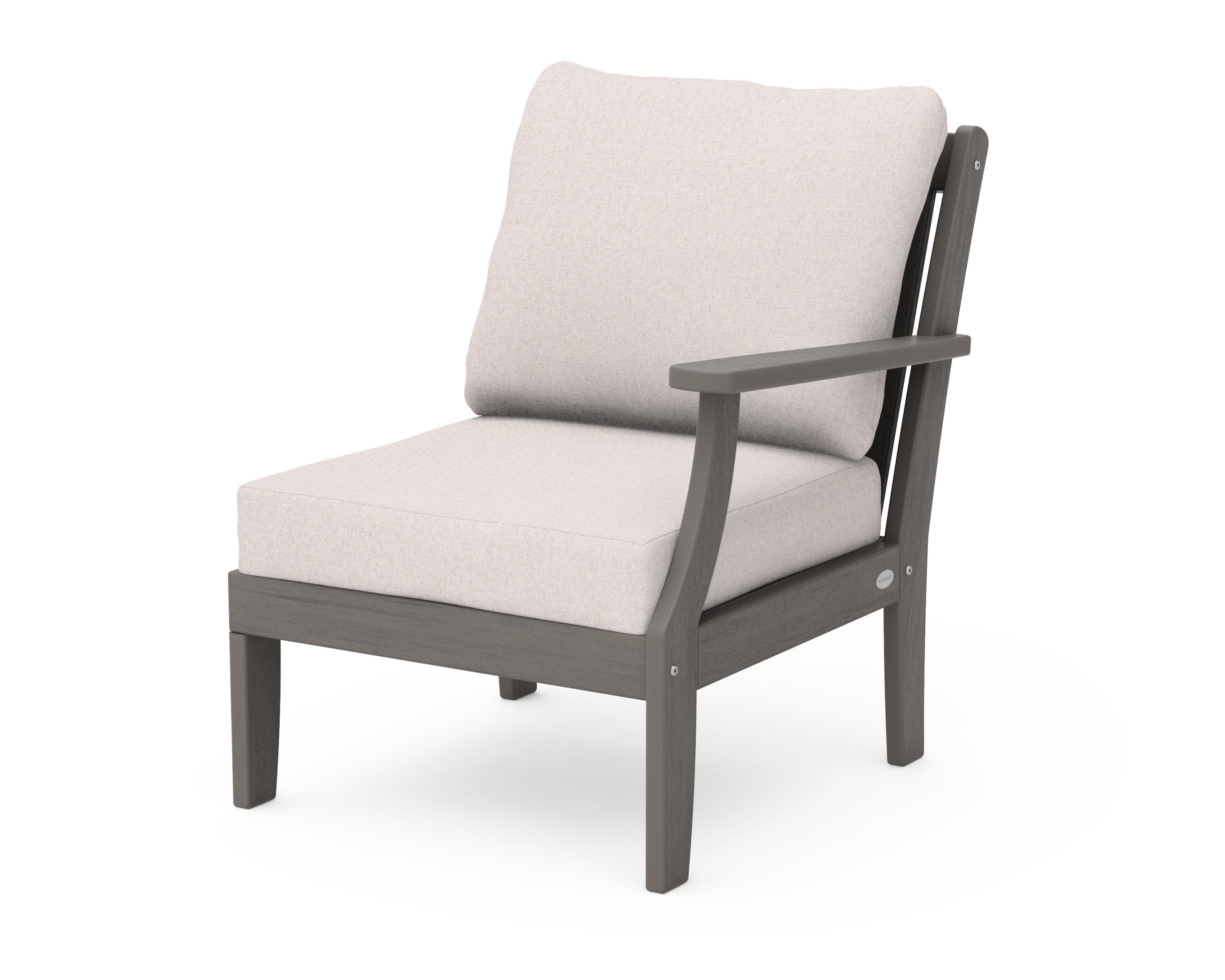 Braxton Modular Right Arm Chair in Driftwood / Dune Burlap