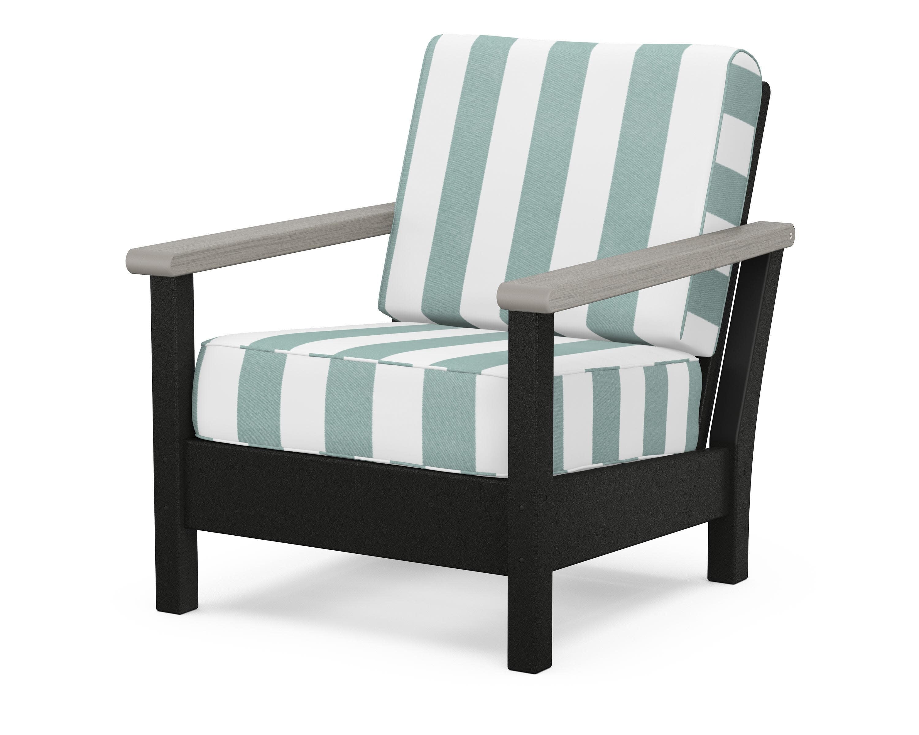 Harbour Deep Seating Chair in Black / Driftwood / Cabana Stripe Glacier Spa