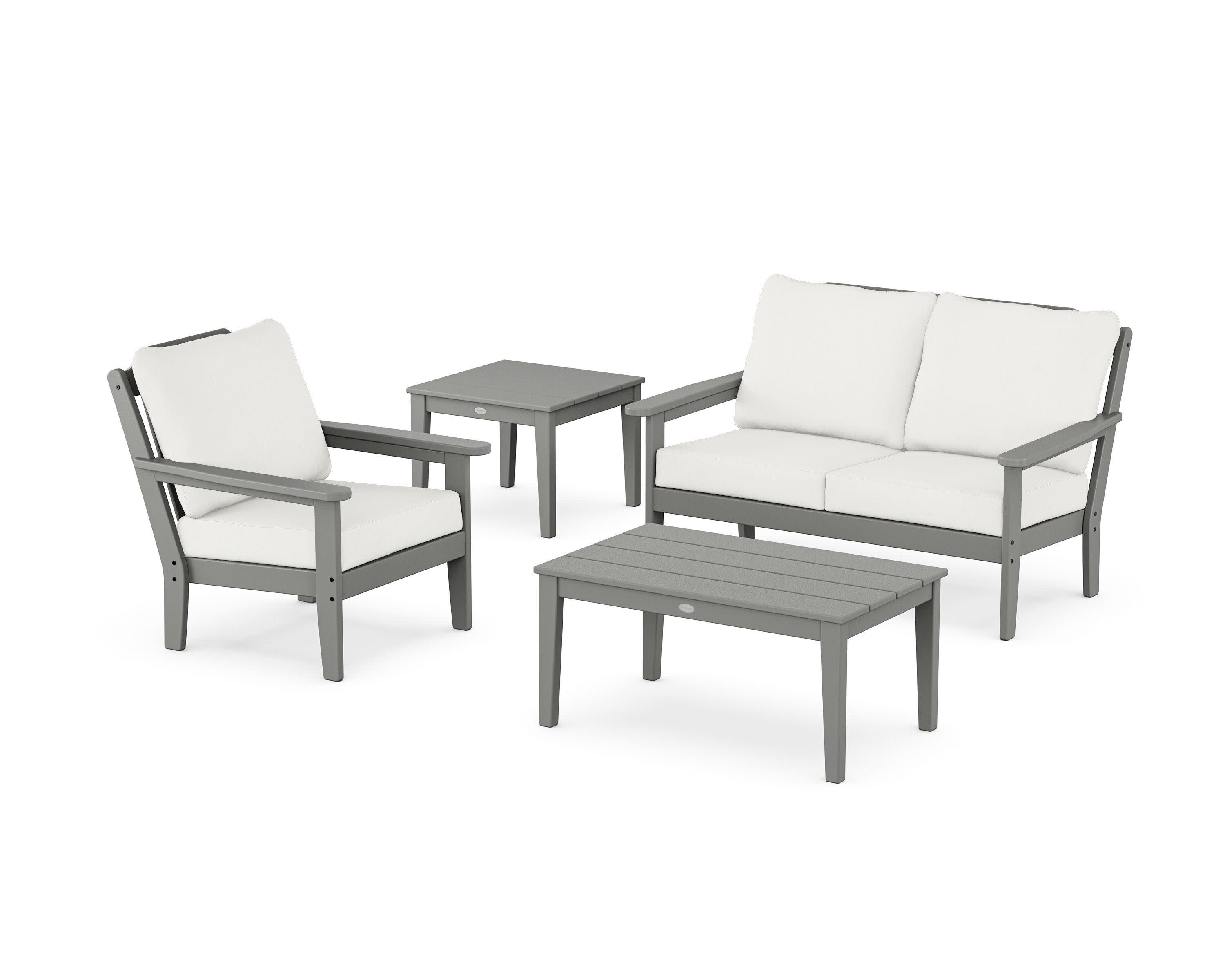 Wovendale 4-Piece Deep Seating Set in Slate Grey / Natural Linen