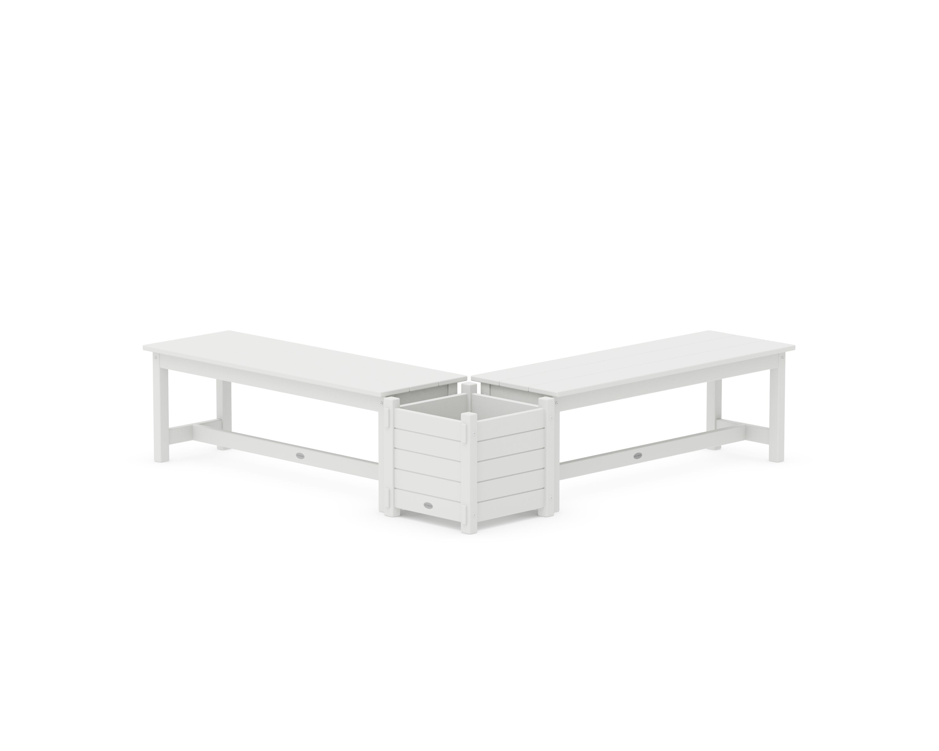 48" Nautical L- Shaped Planter Bench Set in White