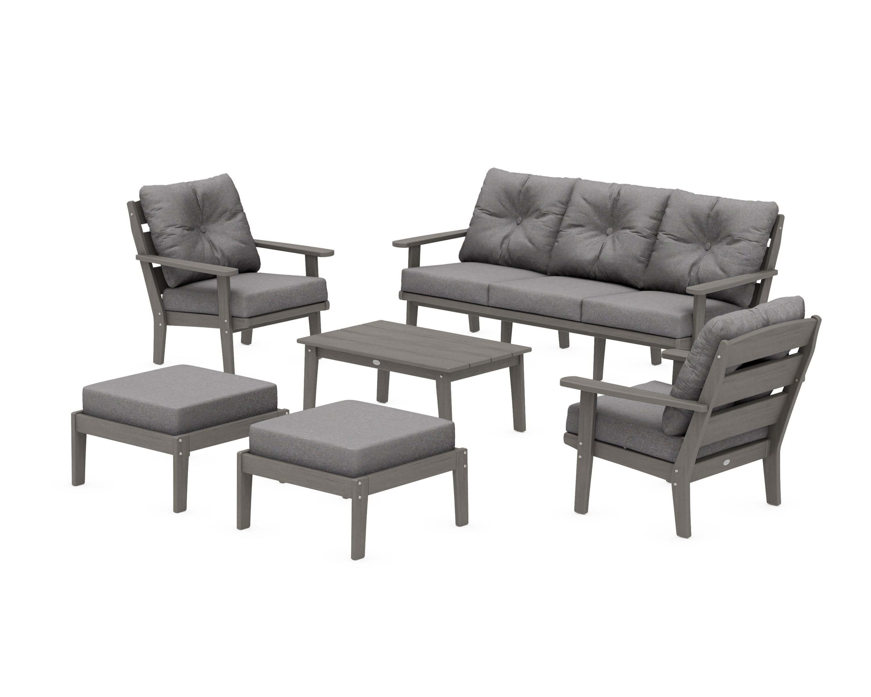 Lakeside 6-Piece Lounge Sofa Set in Driftwood / Ash Charcoal