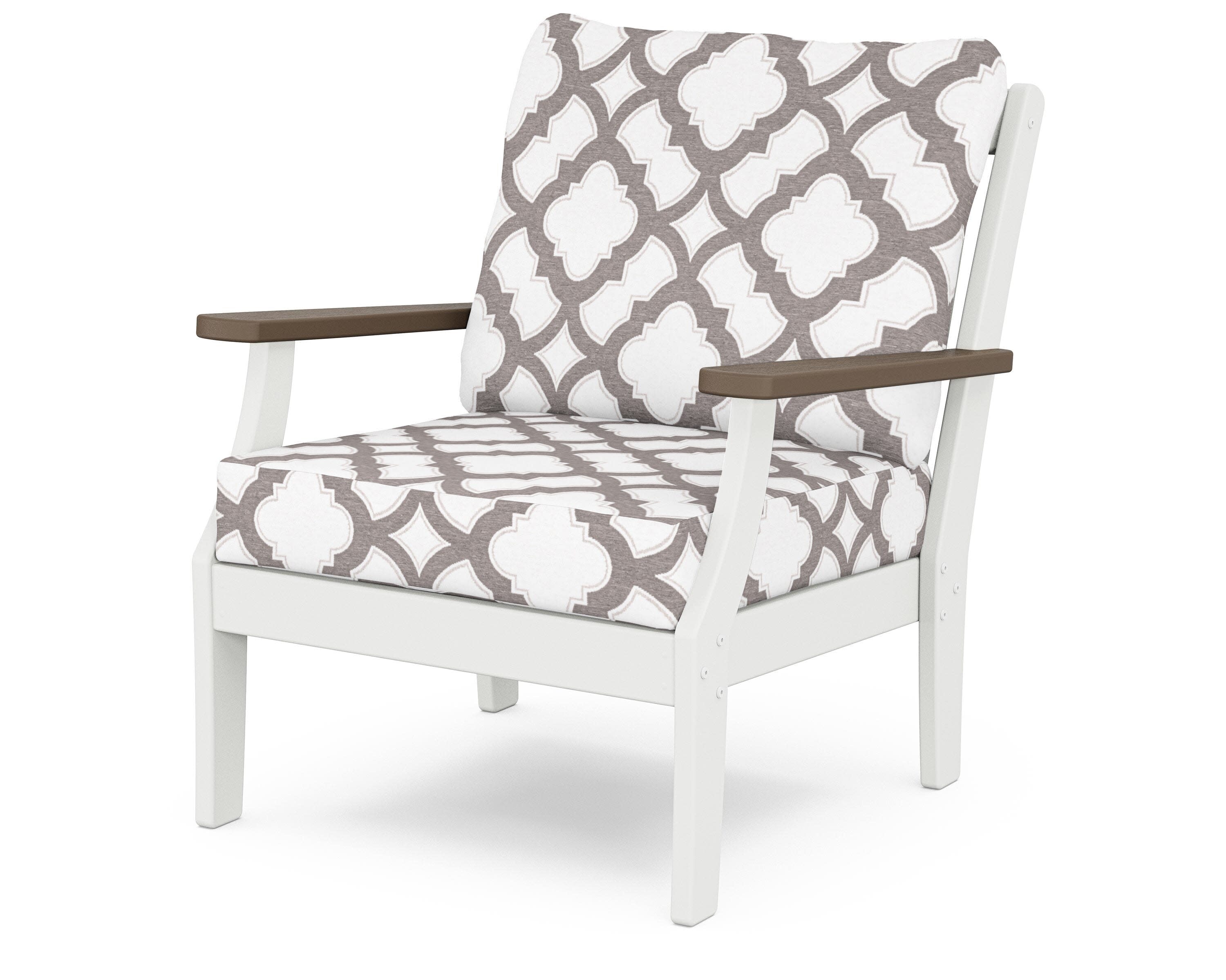 Braxton Deep Seating Chair in White / Kona / Trellis Grey Mist