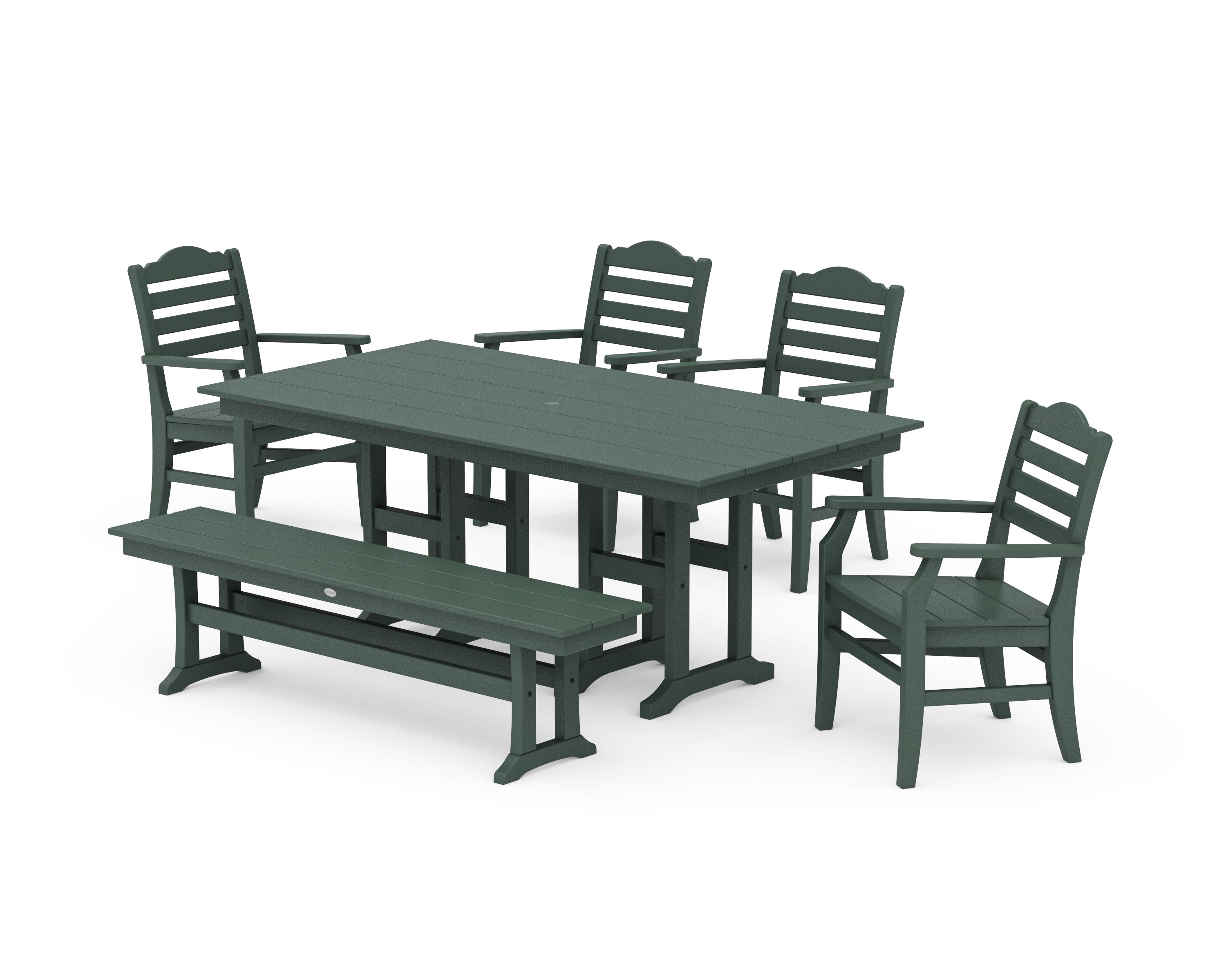 Savannah 6-Piece Farmhouse Dining Set with Bench in Green