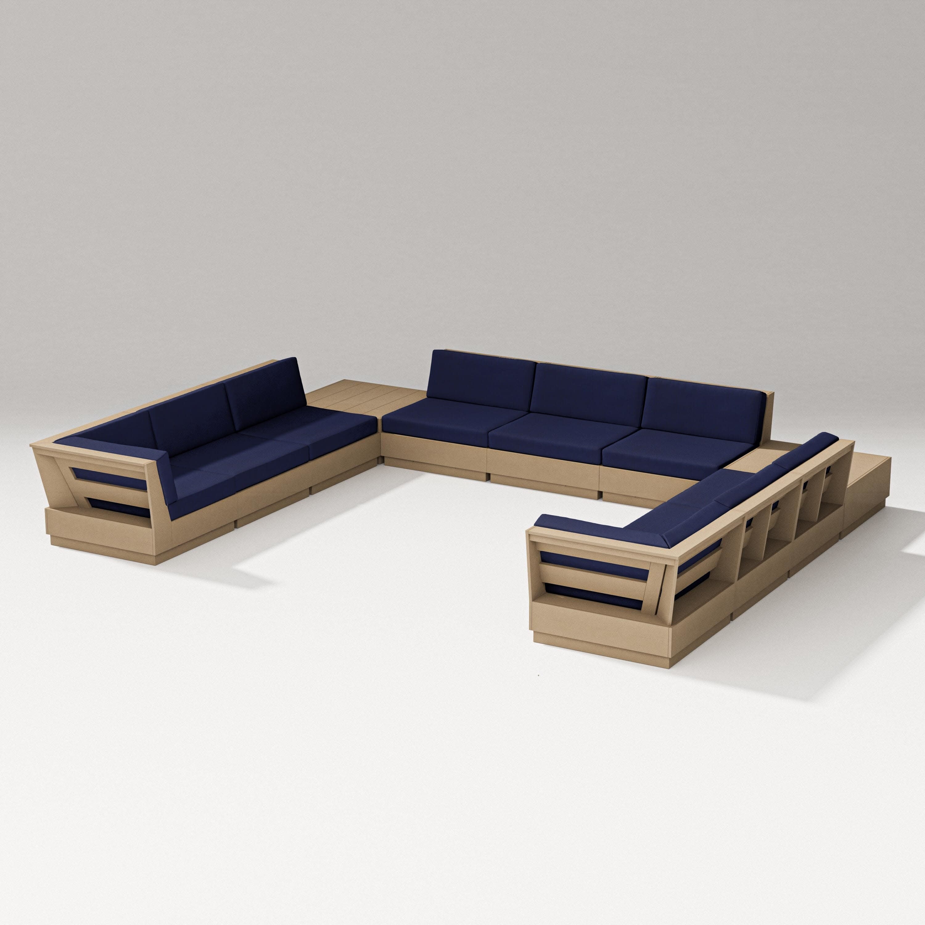 Elevate 11-Piece U-Shaped Sofa Sectional in Vintage Sahara / Navy