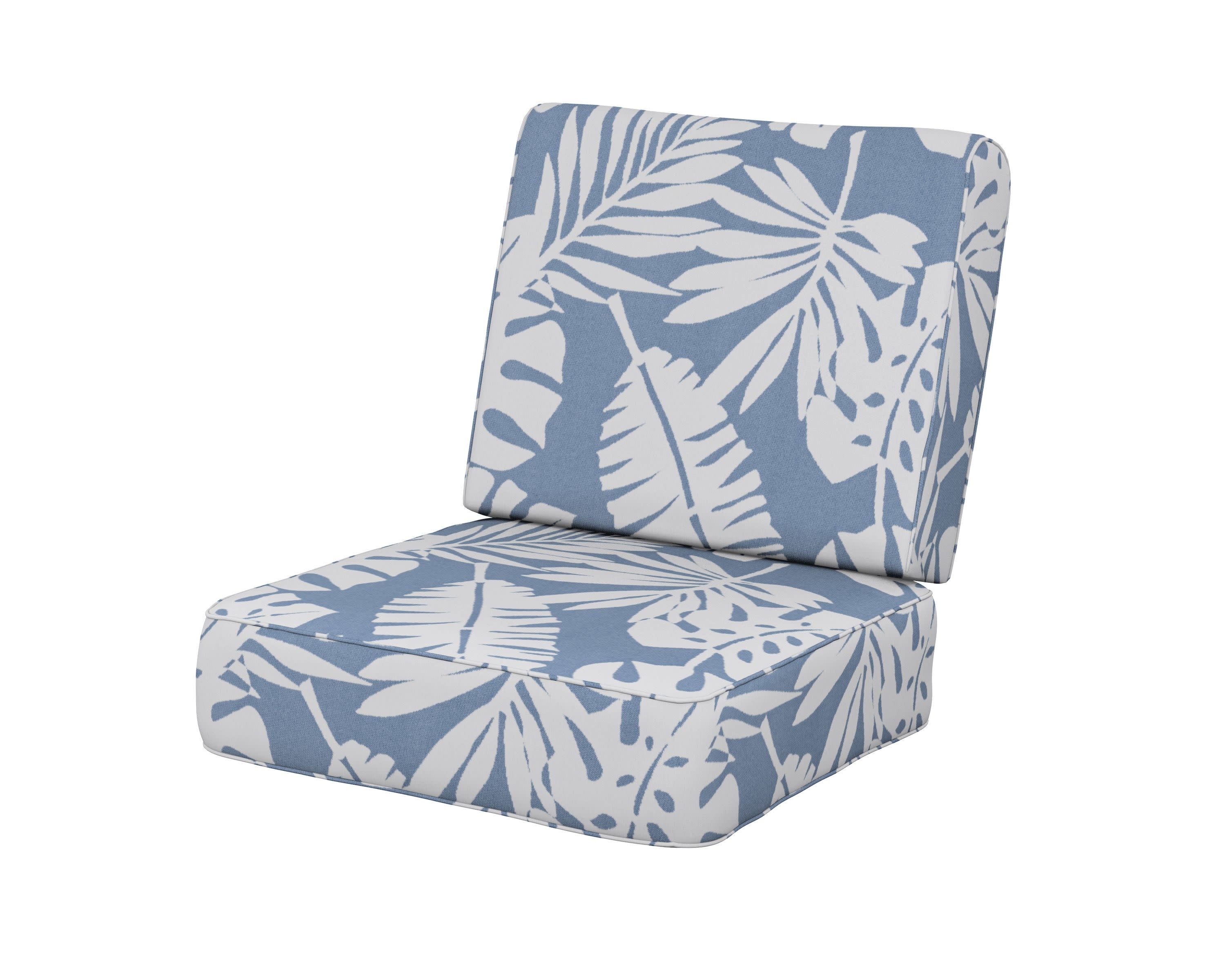 Ateeva Harbour Seat and Back Cushion in Leaf Sky Blue