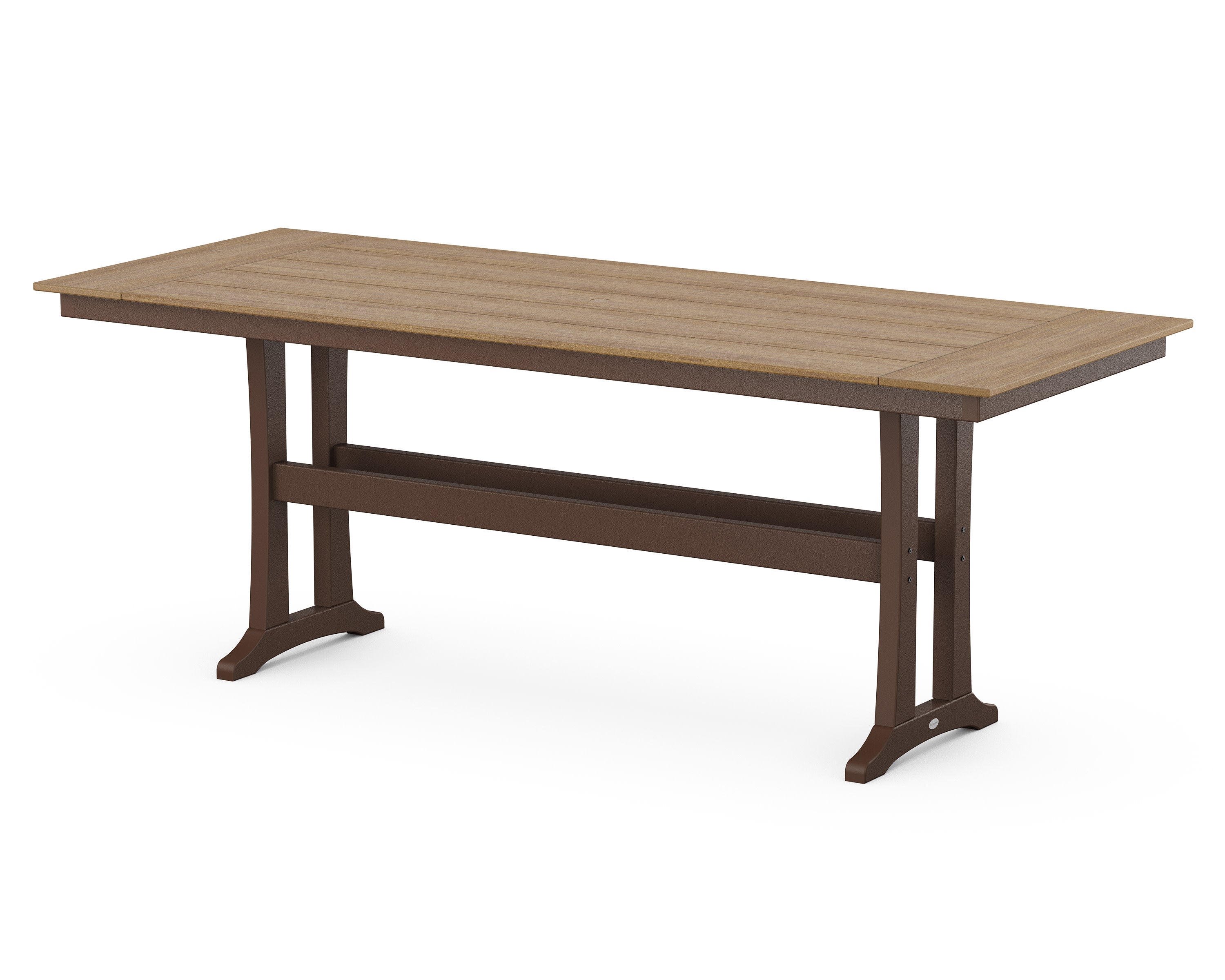 Farmhouse Trestle 38" x 96" Counter Table in Mahogany / Natural